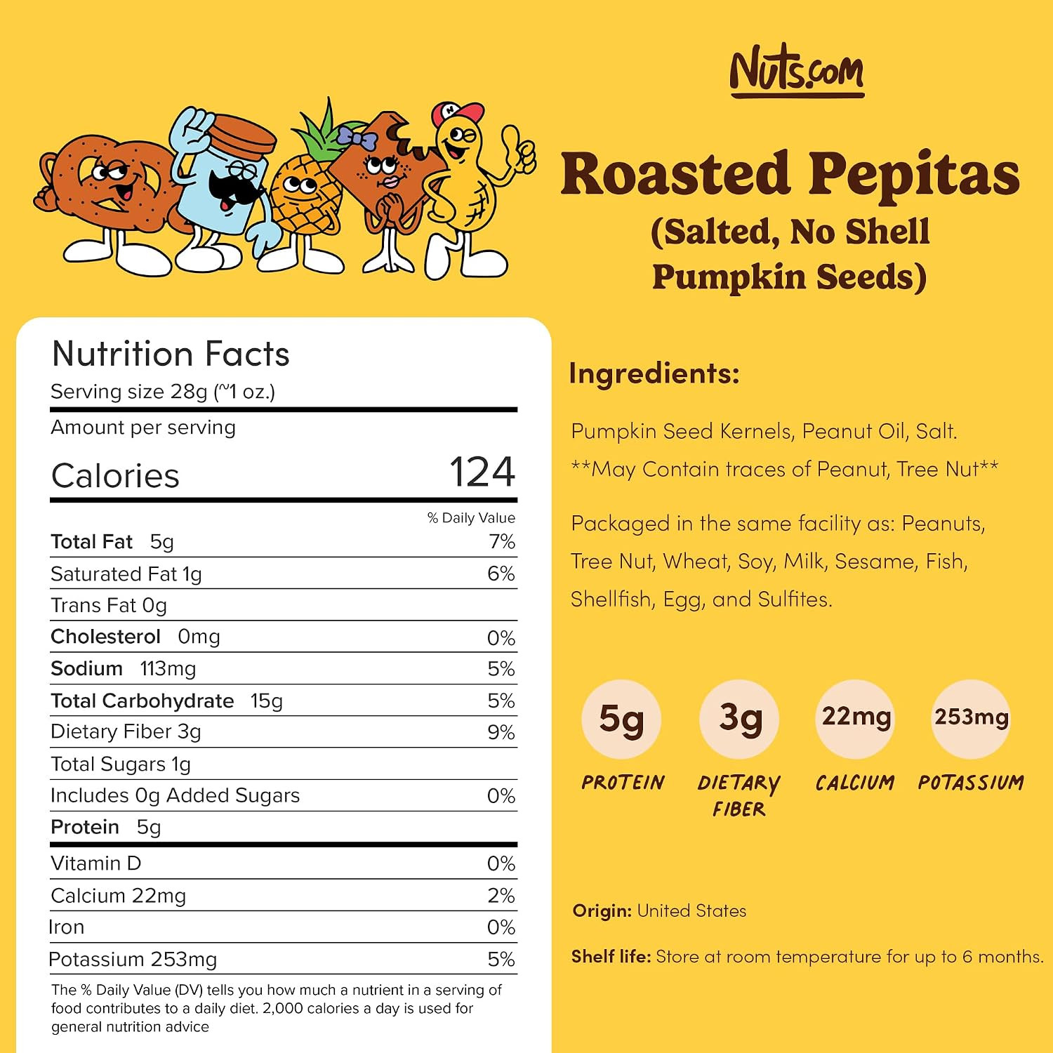 Nuts Com – Roasted Pepitas – 2 Lb Bag, Salted No Shell Pumpkin Seeds, Healthy Sn