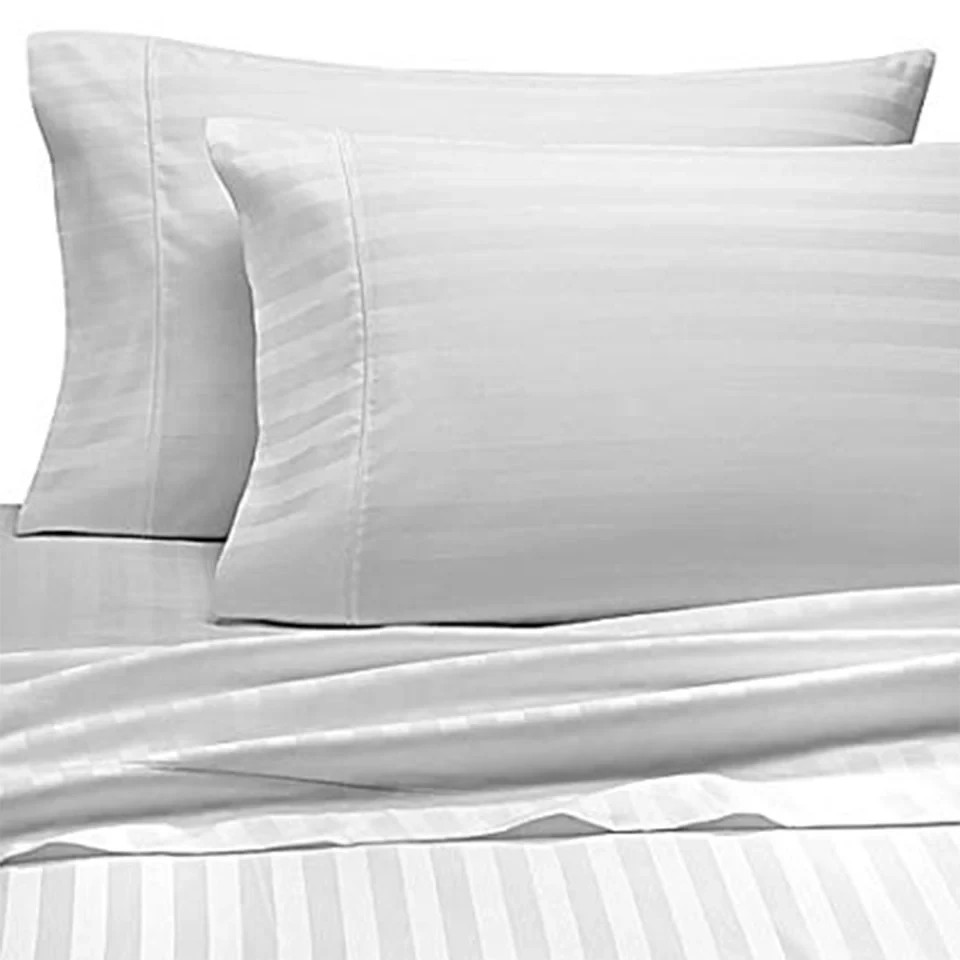 NWT NEW LOT-of-12 – 1 dz. RIEGEL T300 SATIN STRIPE WHITE KING HOTEL PILLOWCASE