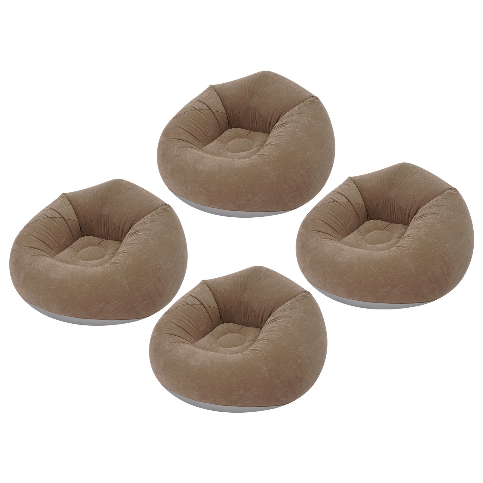 4 Pack Inflatable Sofa, PVC Flocking Fabric, 160 lbs Capacity, with Foot Pump