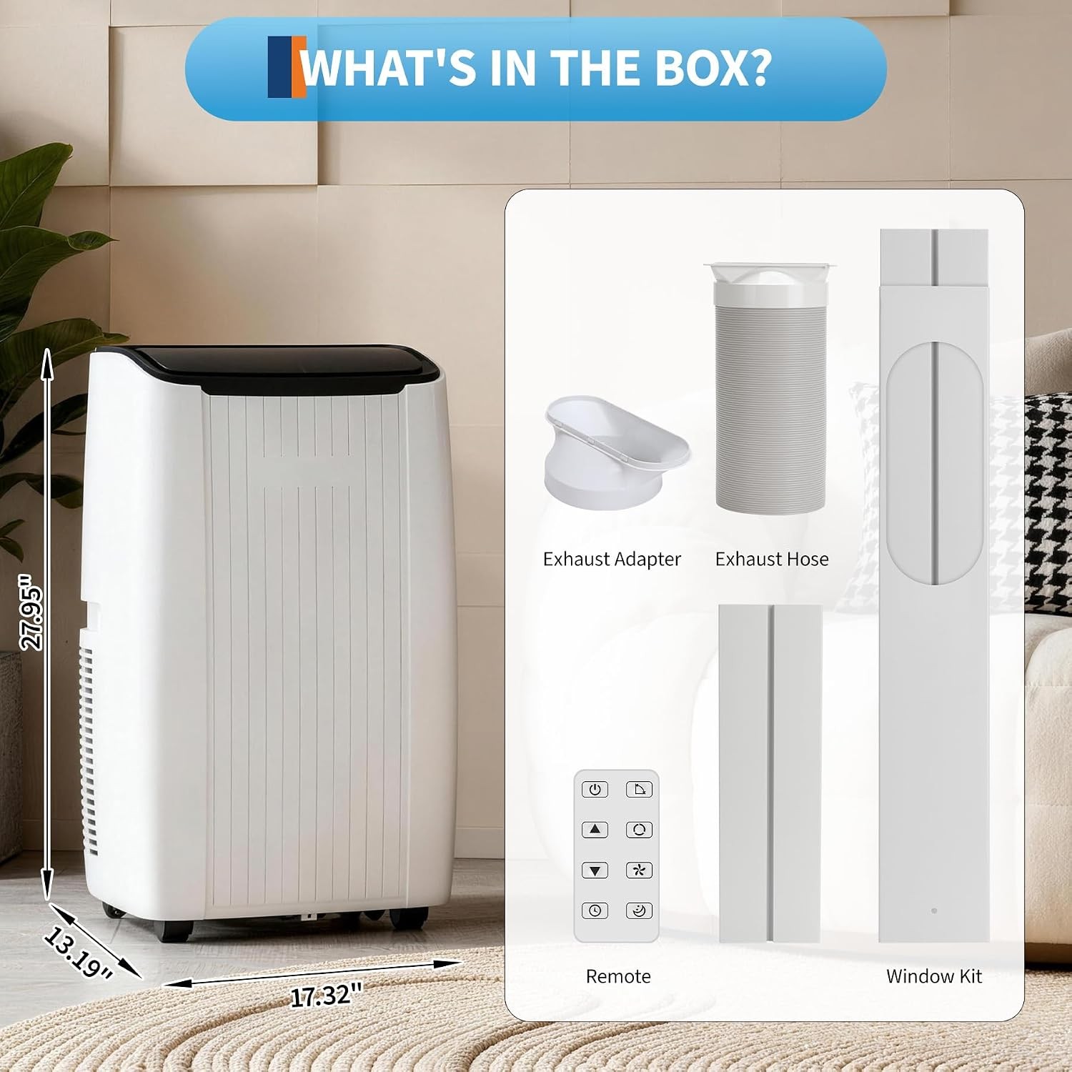 14,000 BTU Portable Air Conditioner Cools Up to 750 Sq.Ft, 4 in-1 24H Timer