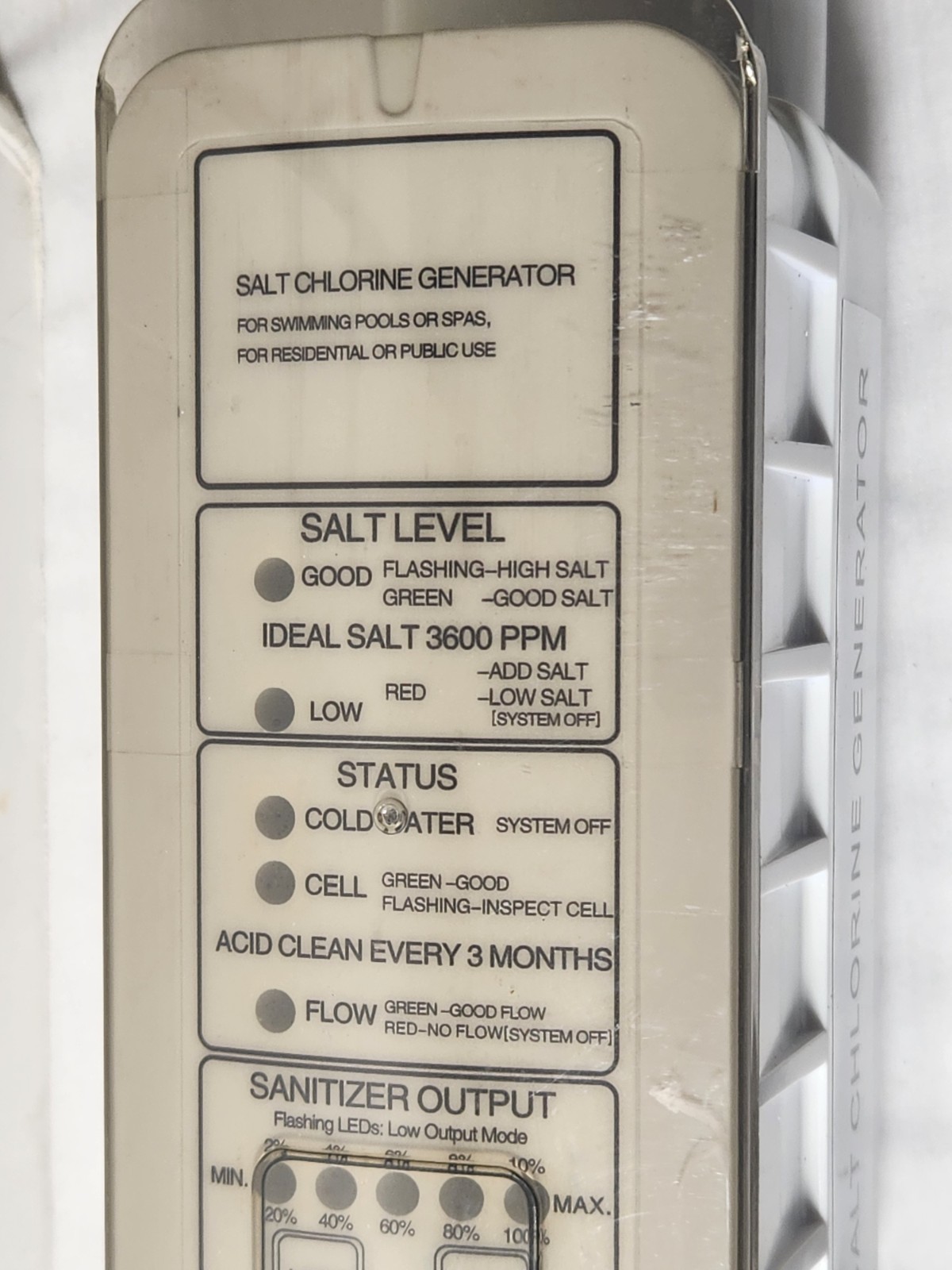 520555 Salt Chlorine Generator Cell Pools to 40,000 Gallons 15′ Cable FOR PARTS