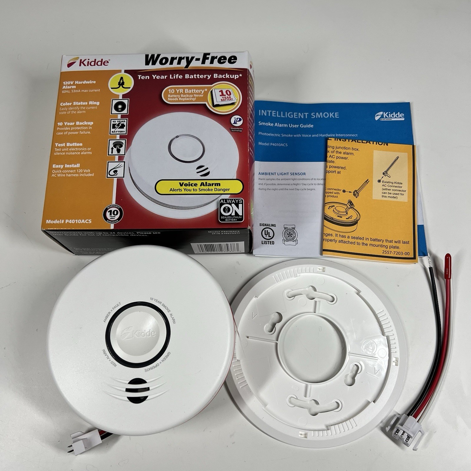 Kidde P4010ACS Smoke Alarm Voice Alerts 10 Year Wired Battery Back Up New In Box