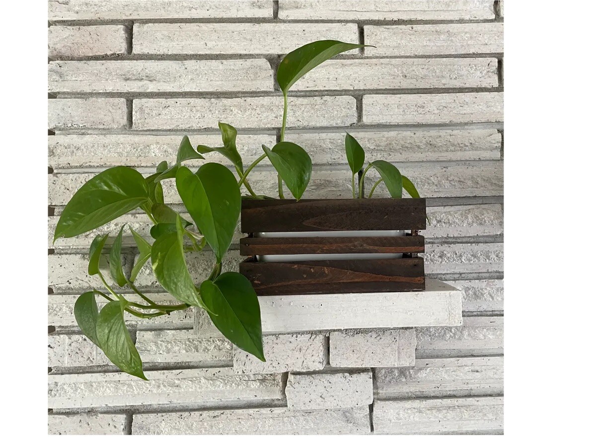 Self Watering Rectangle Rustic Crate Planter 7.9in x 4.4in x 4in Great Gift Idea