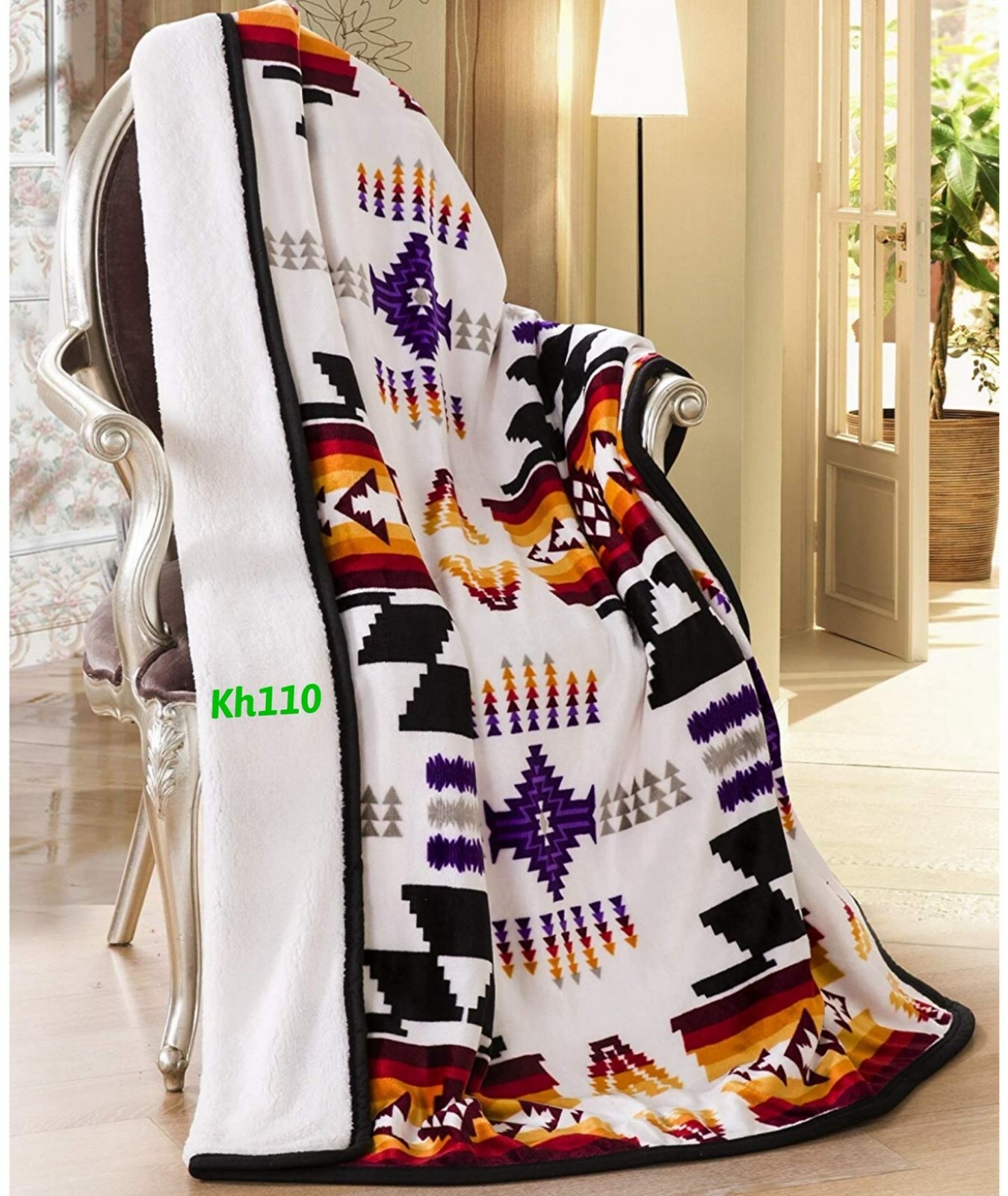 Southwest Native American Indian Navajo Print Throw Blanket Sherpa