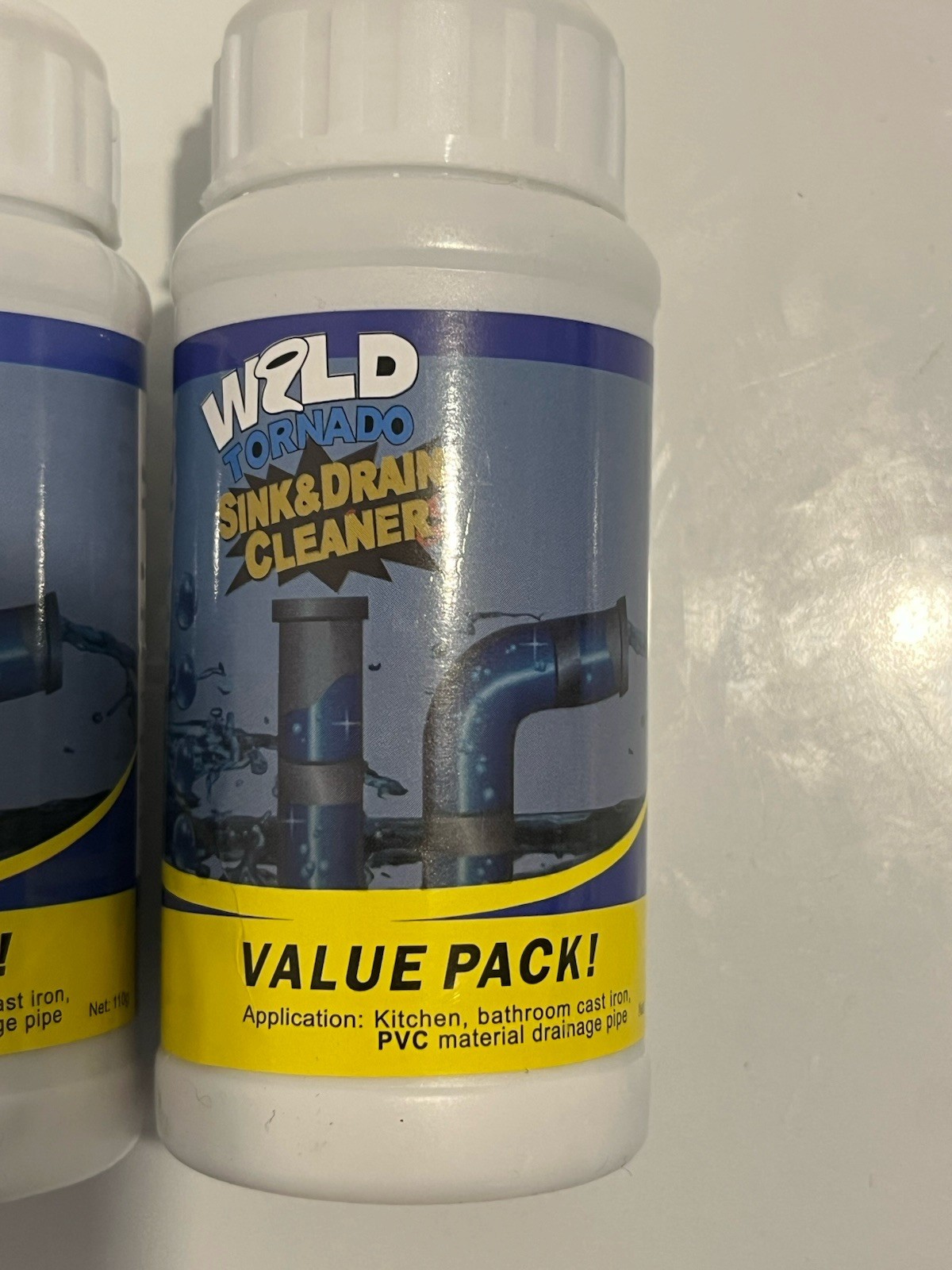 2 Wild Tornado Pipe Dredge, Powerful Sink Drain Cleaner Powder, Fast Foaming