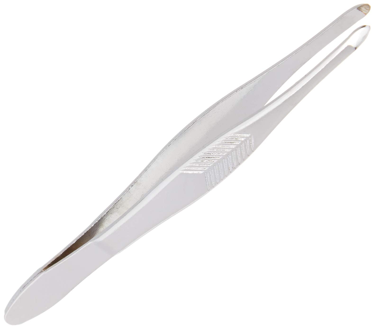 Trim Blunt Tip Tweezers with Textured Grip 1 Count (Pack of 1), Silver