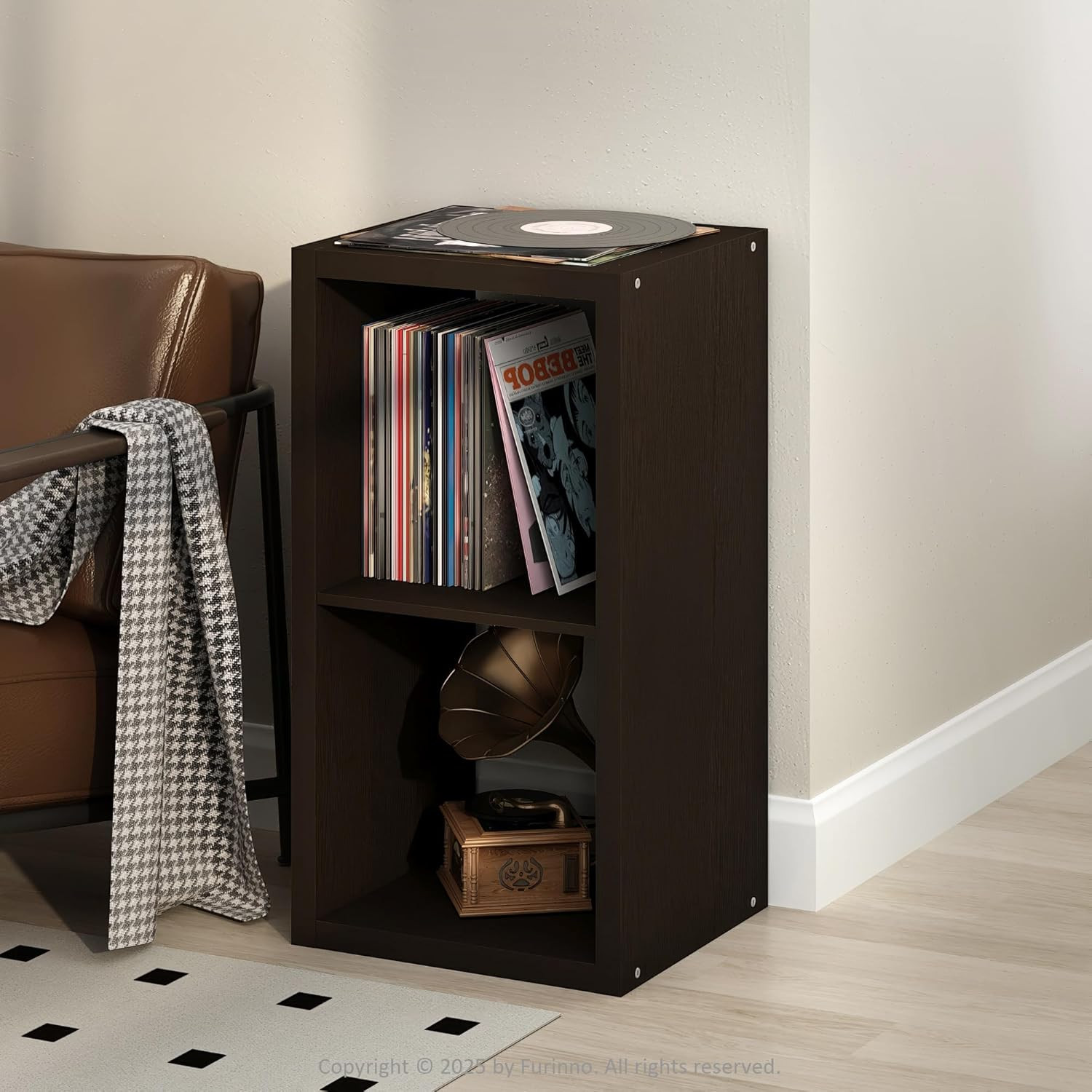 Cubicle Record Player Stand with Vinyl Storage, 2-Cube 1.2 Extra Thick Vinyl Rec