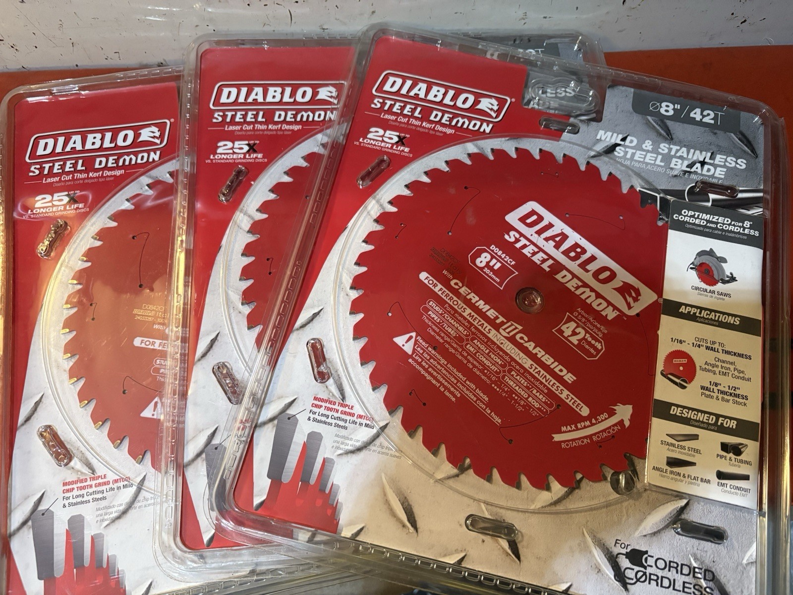 Diablo Steel Demon D0842CF 8” 42T Metal 5 Cutting Saw Blades –Cermet II Carbide