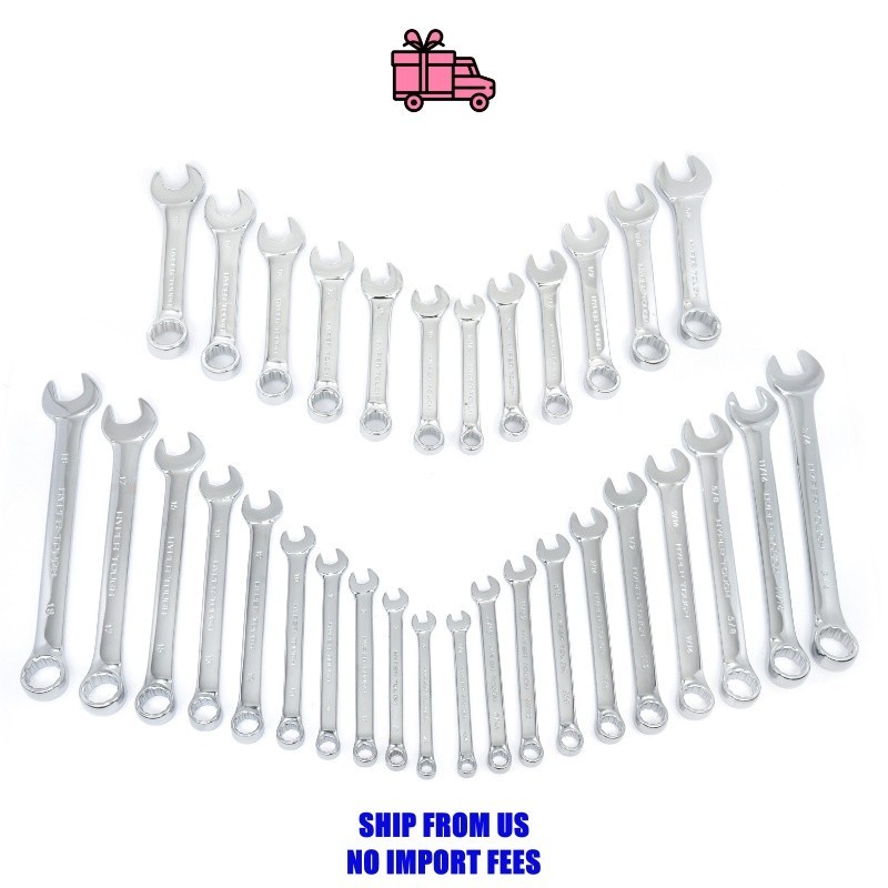Hyper Tough 32-Piece Combination Wrench Set, SAE & Metric, Chrome Vanadium Steel