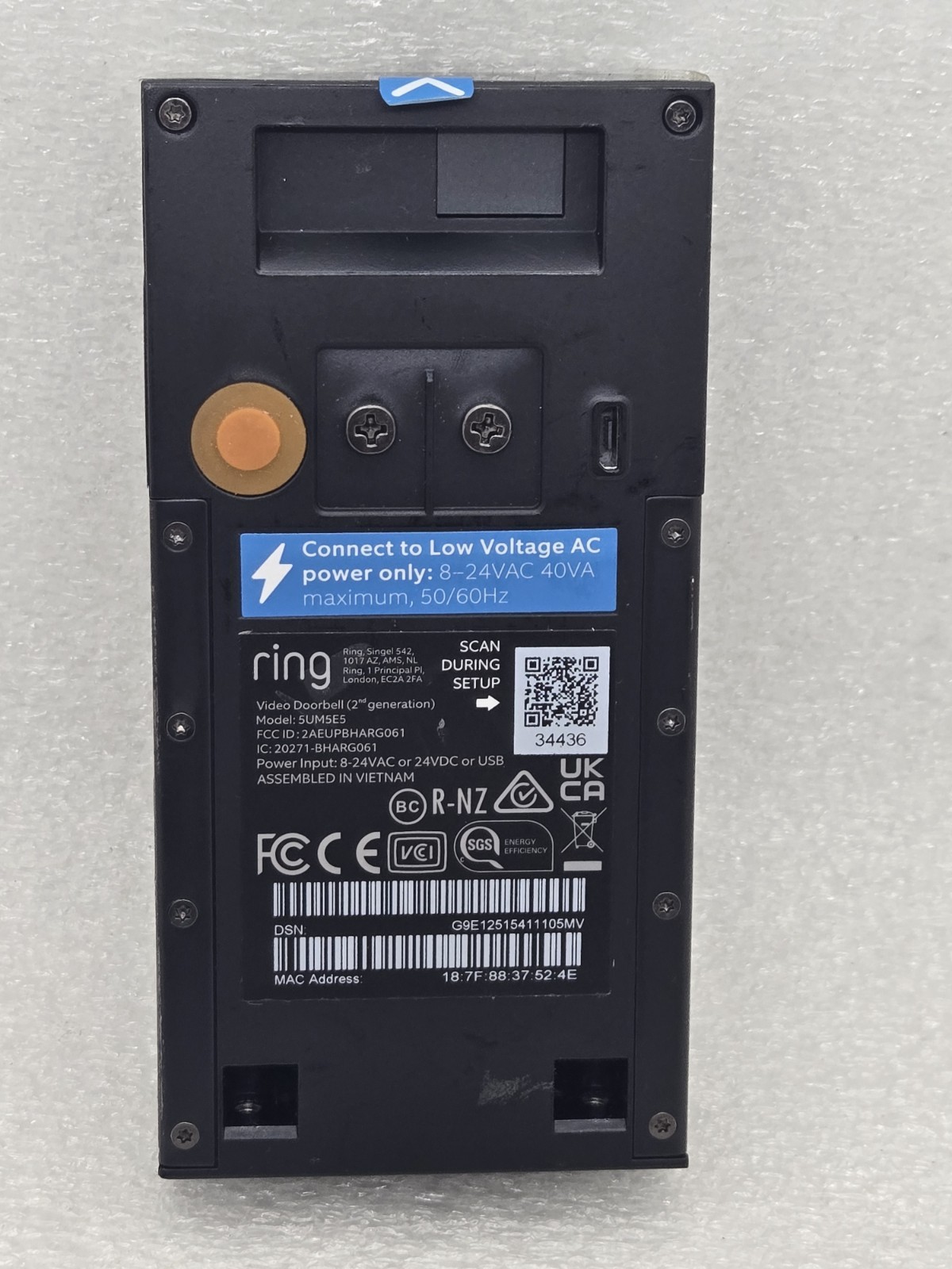 Ring 5UM5E5 (2nd Generation) Video Door Bell Bronze FAST FREE SHIPPING a