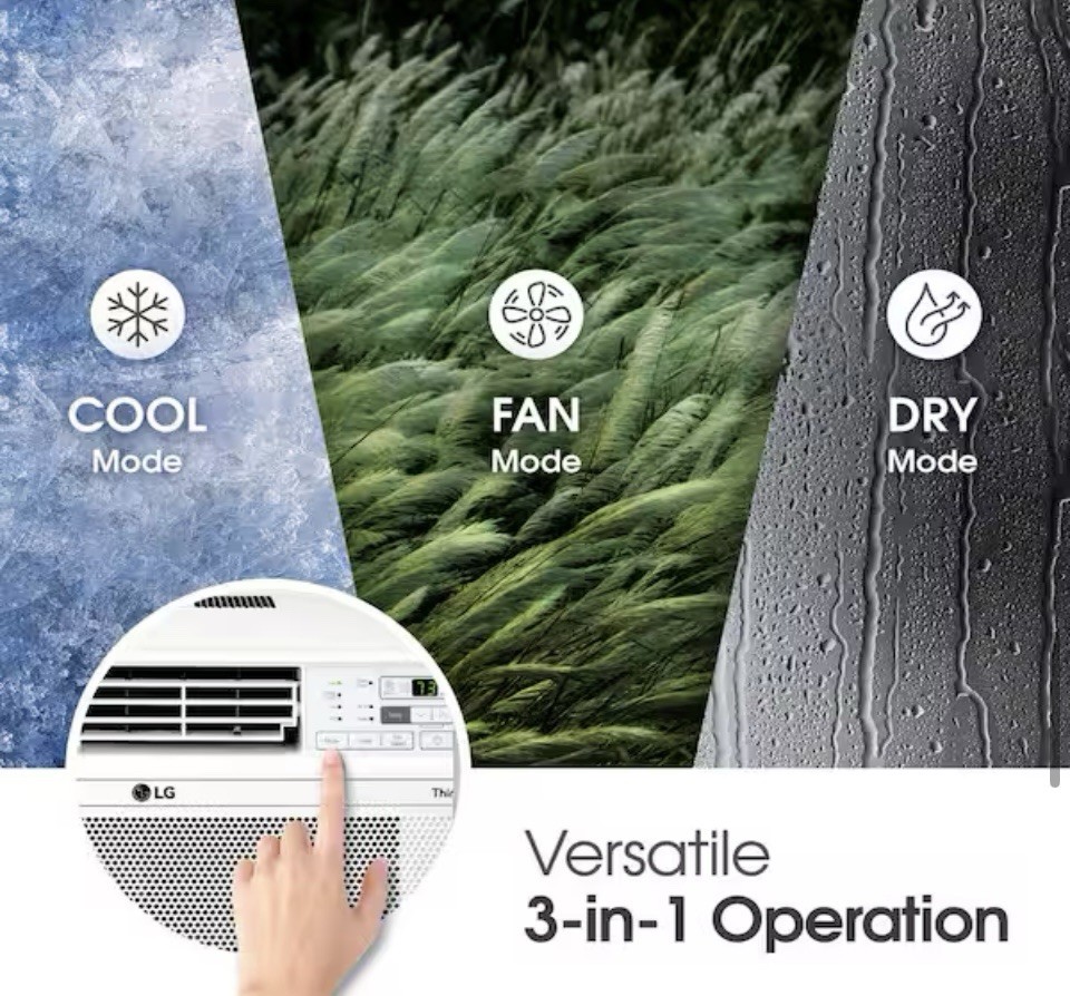 LG 12,000 BTU 115V Window Air Conditioner 550 sqft Wi-Fi Remote Dehumidifier