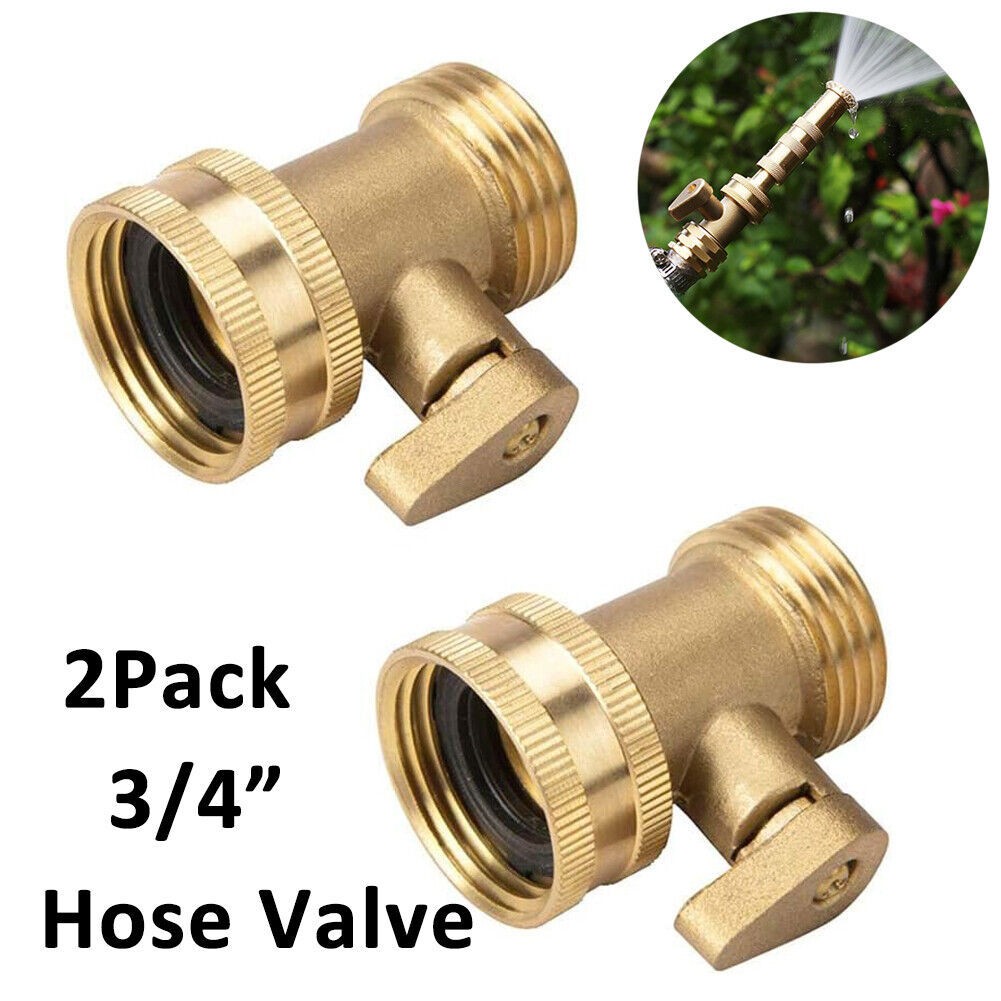 2 Packs Garden Hose Brass Shut Off Valve 3/4″ Thread Water Hose Faucet Connector
