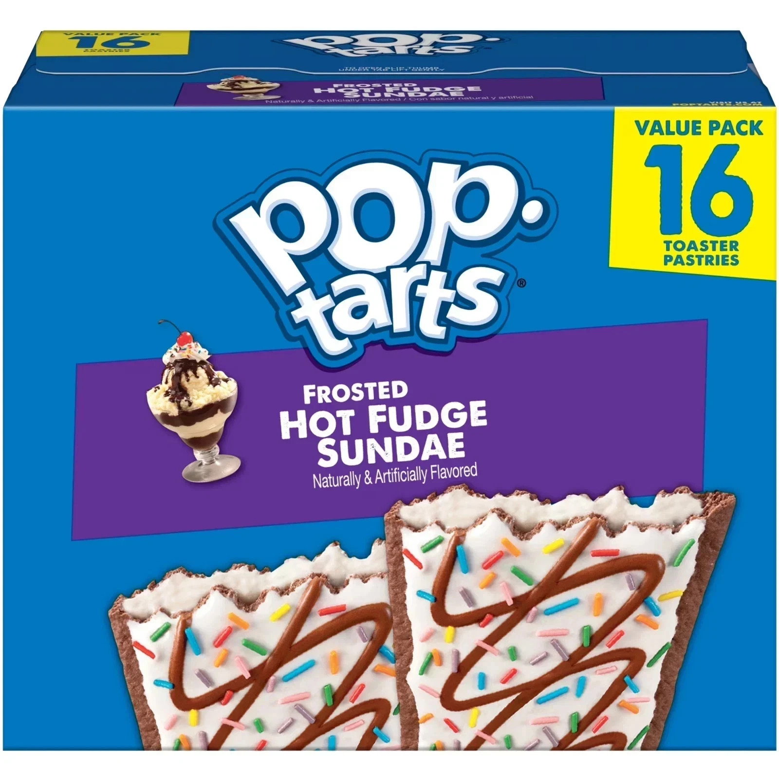 Pop-Tarts Frosted Hot Fudge Sundae Toaster Pastries, Breakfast Foods 27 oz 16 Ct