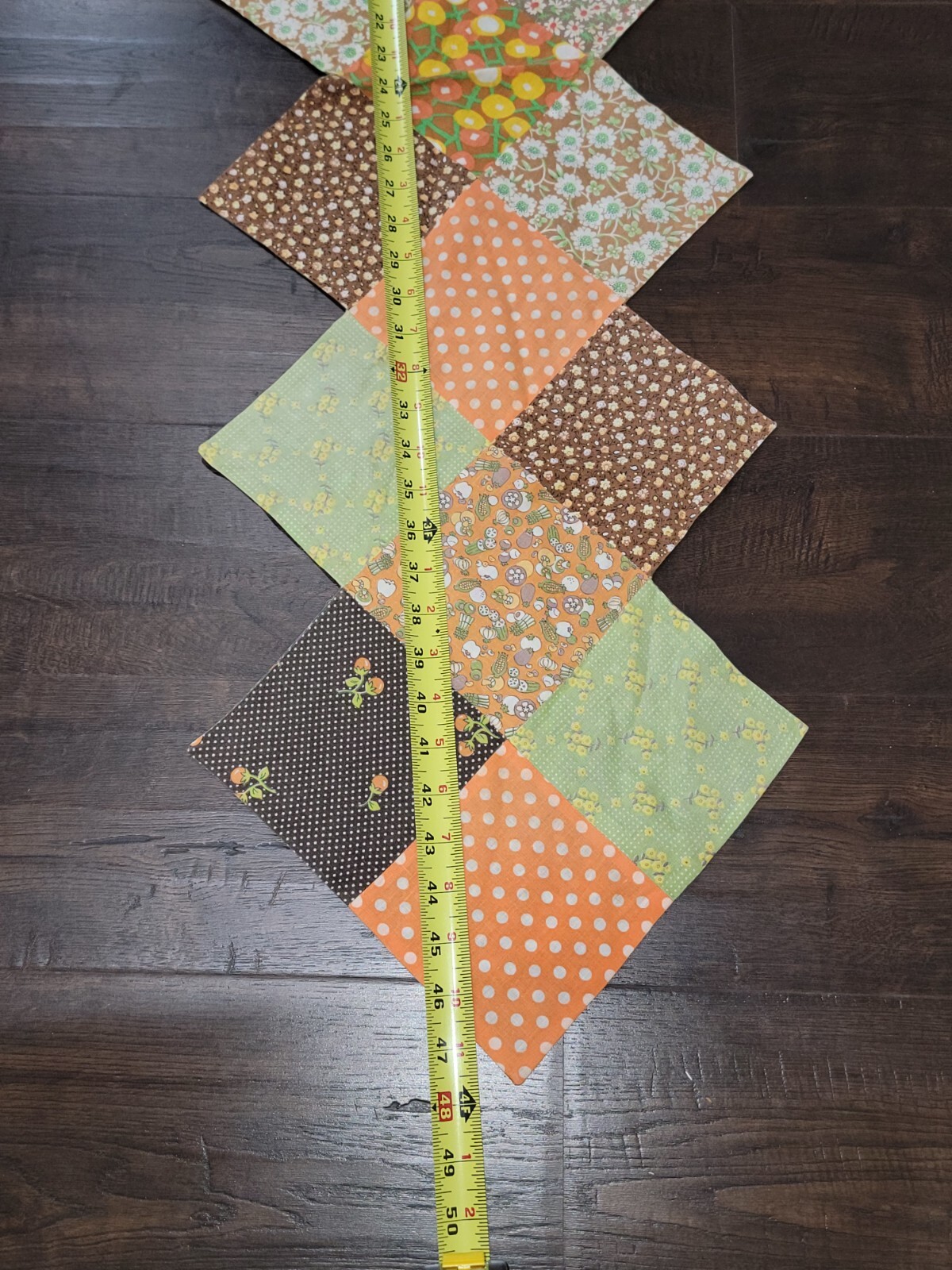 Vtg Handmade Patchwork Table Centerpiece Runner Décor 49×14 inches Retro Floral