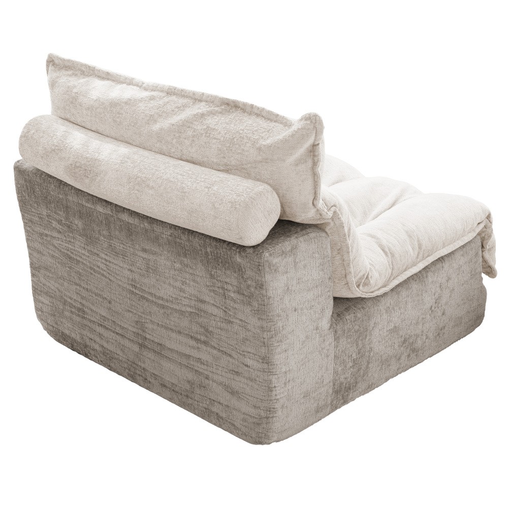 Cloud single-seat sofa, chenille fabric, double-layer cushion, beige