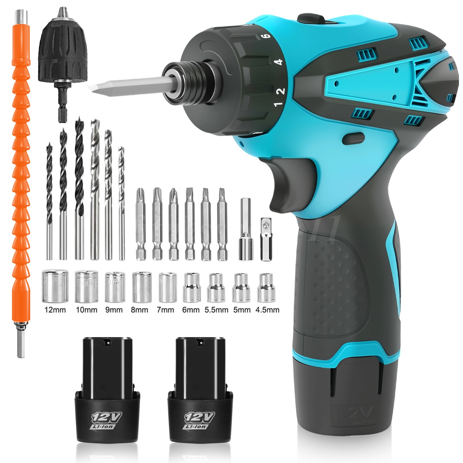 Cordless Brushless Impact Driver Hammer Drill Combo Kit with 2 Battery&Charger