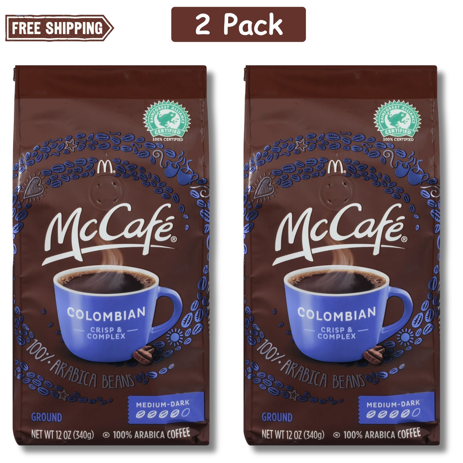 McCafe Premium Colombian, Ground Coffee, Medium-Dark Roast, 24oz.