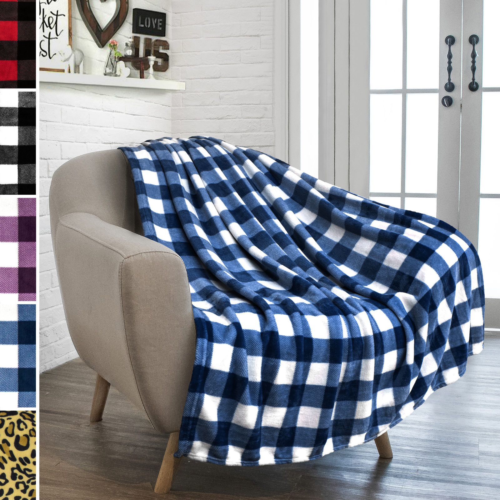 Plaid Blanket Soft Fleece Throw Buffalo Check Pattern Bedspread Sofa Couch Bed