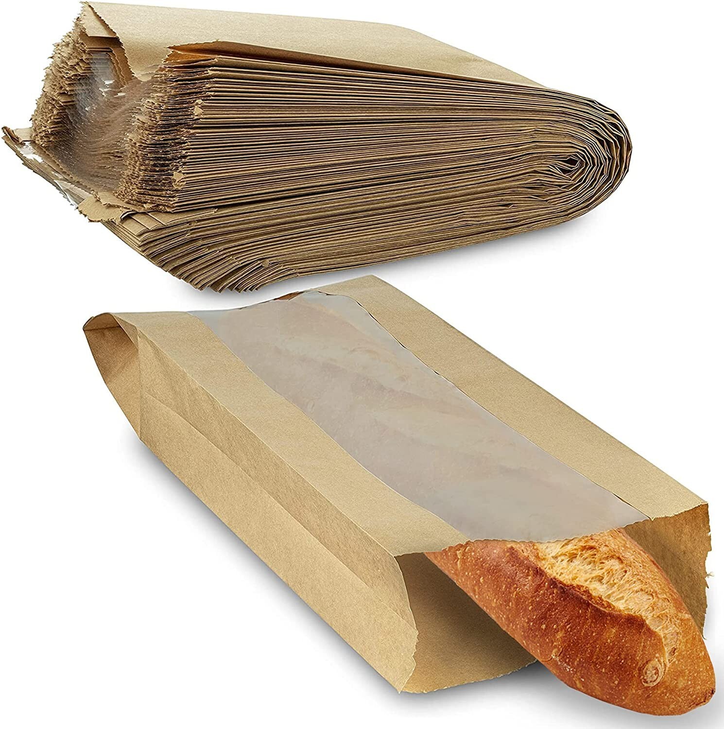 MT Products Brown Paper Bread Bags 6.5″ x 2″ x 18″ – Pack of 1000