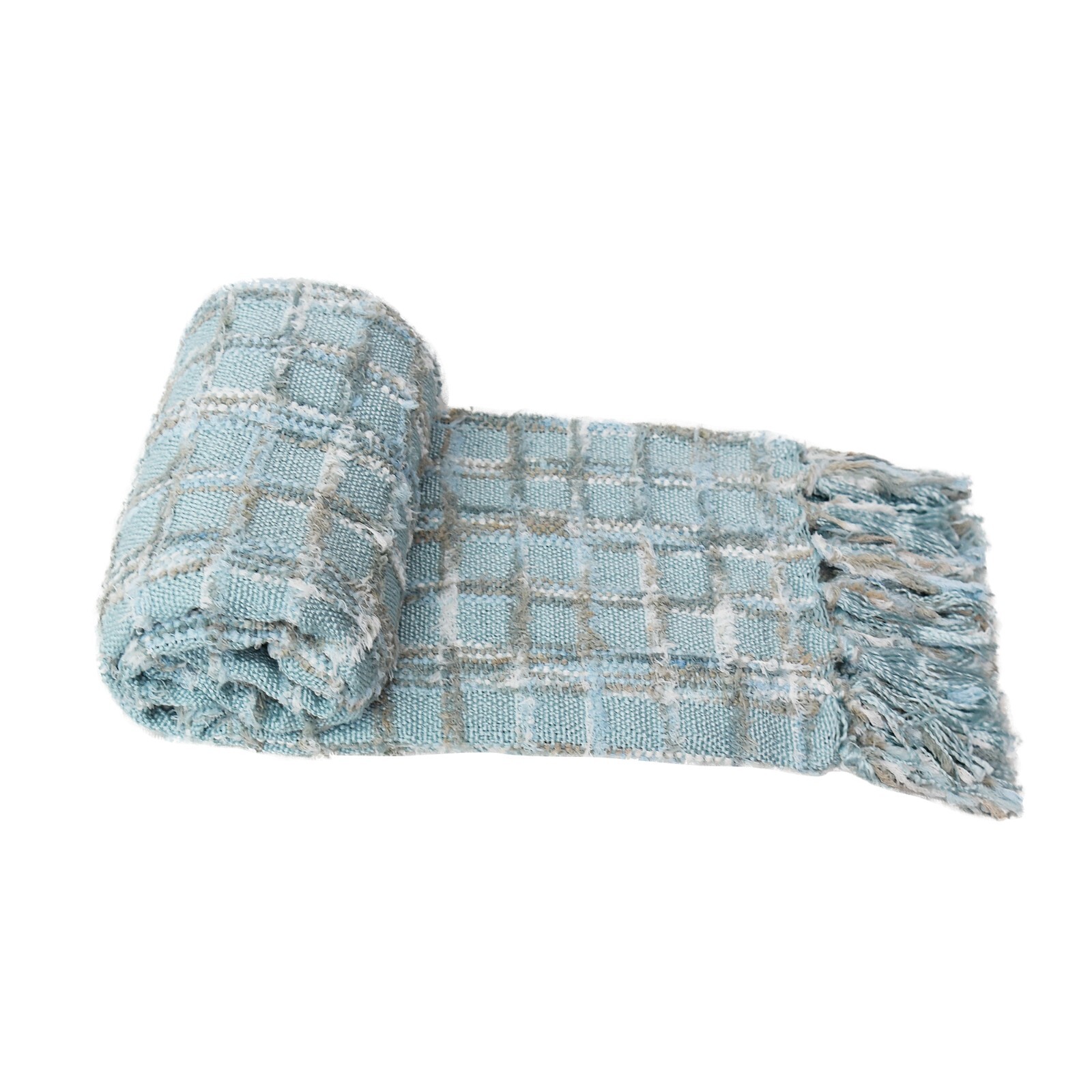Boho Multi-Color Chenille Knitted Throw Blanket with Decorative Tassels Gift
