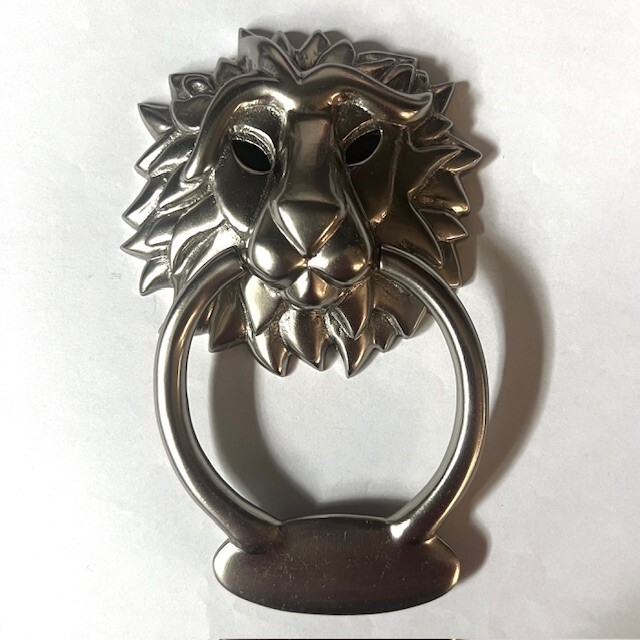 Lion Ring Door Knocker by Michael Healy – Nickel Silver Finish (Premium Size )
