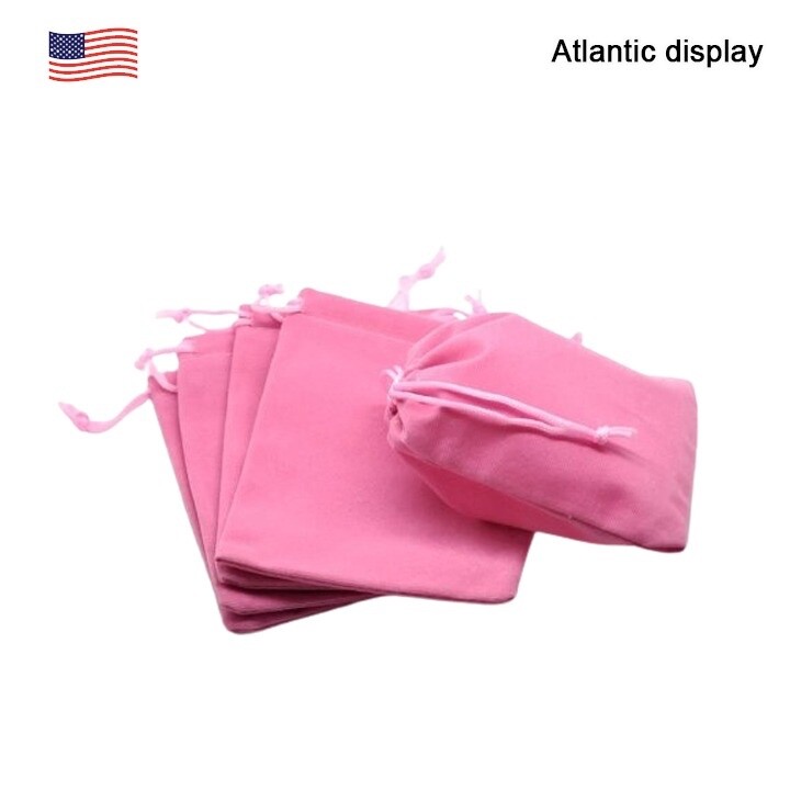 Velvet Gift Bags Drawstring Jewelry Pouches Pink (10 pack)