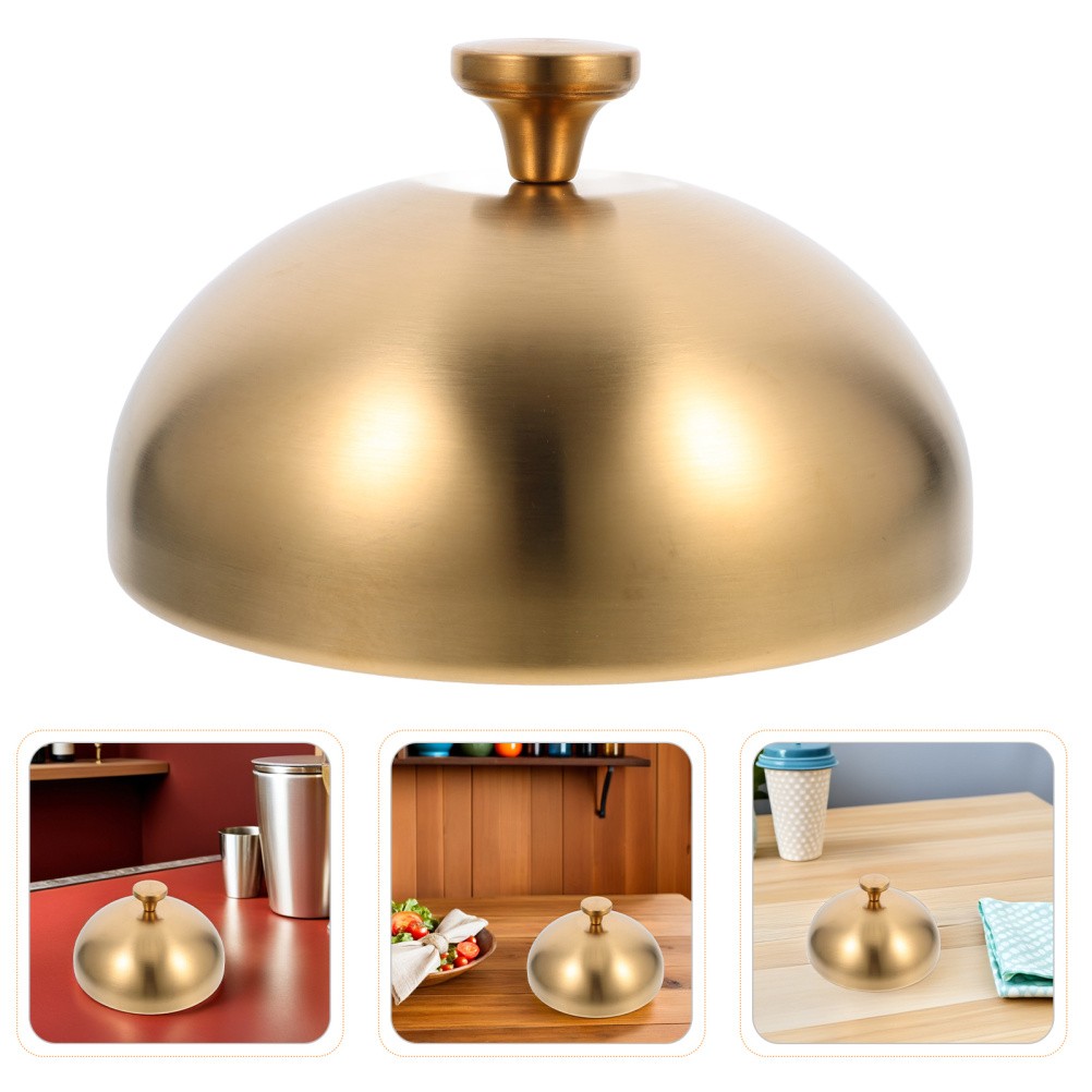 Stainless Steel Food Dome Cover 6.68inch/17cm (Gold) – Serving Plate Lid Round