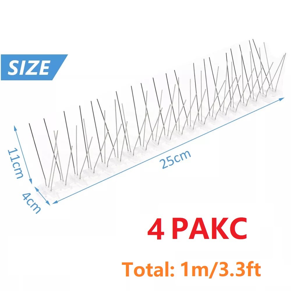 4× Bird Spikes for Small Birds Pigeons 10 Feet /12Strips anti Bird Fence Spike