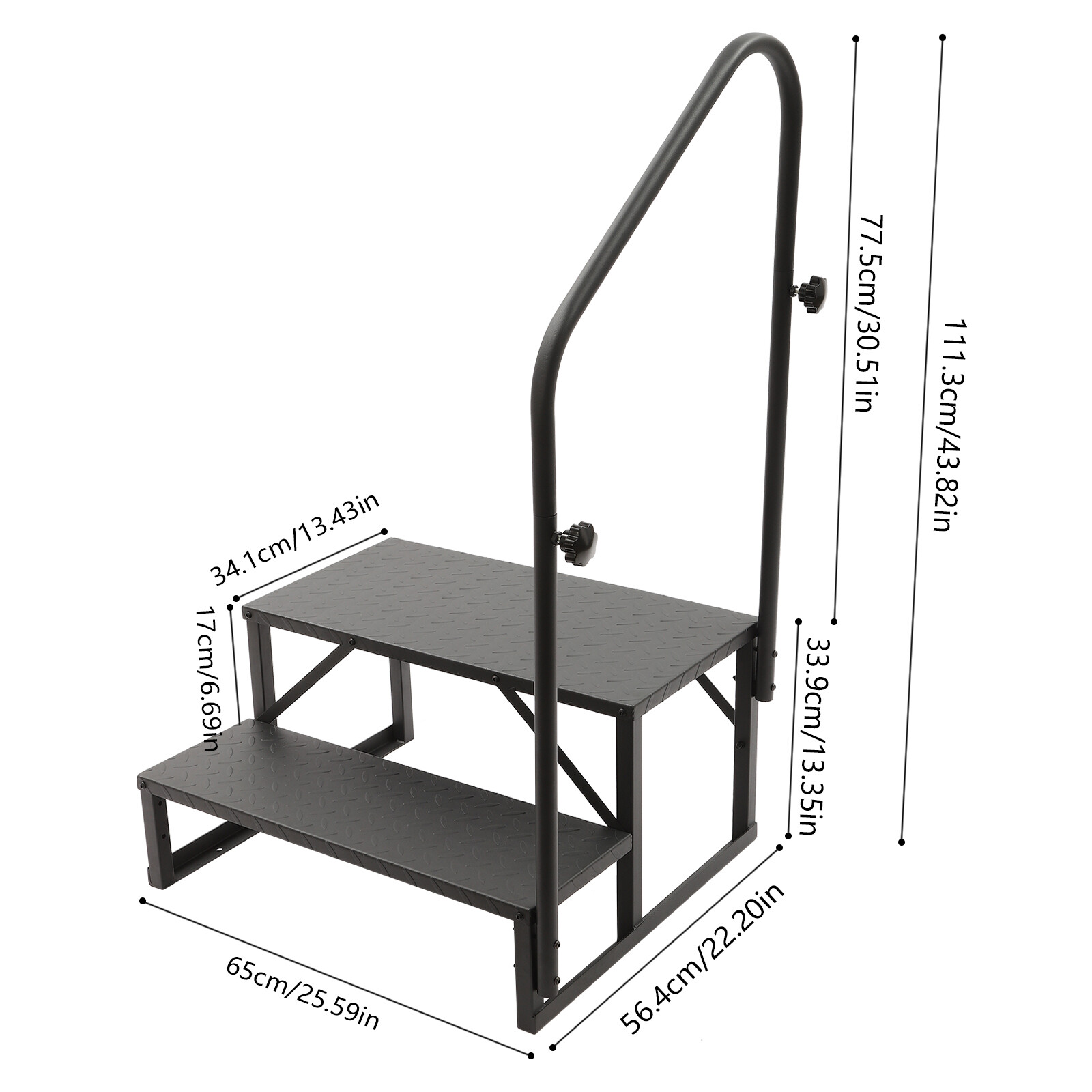 2-Step Ladder Swimming Pool Ladder Porch Steps Stool w/Handrails Floor Mounted