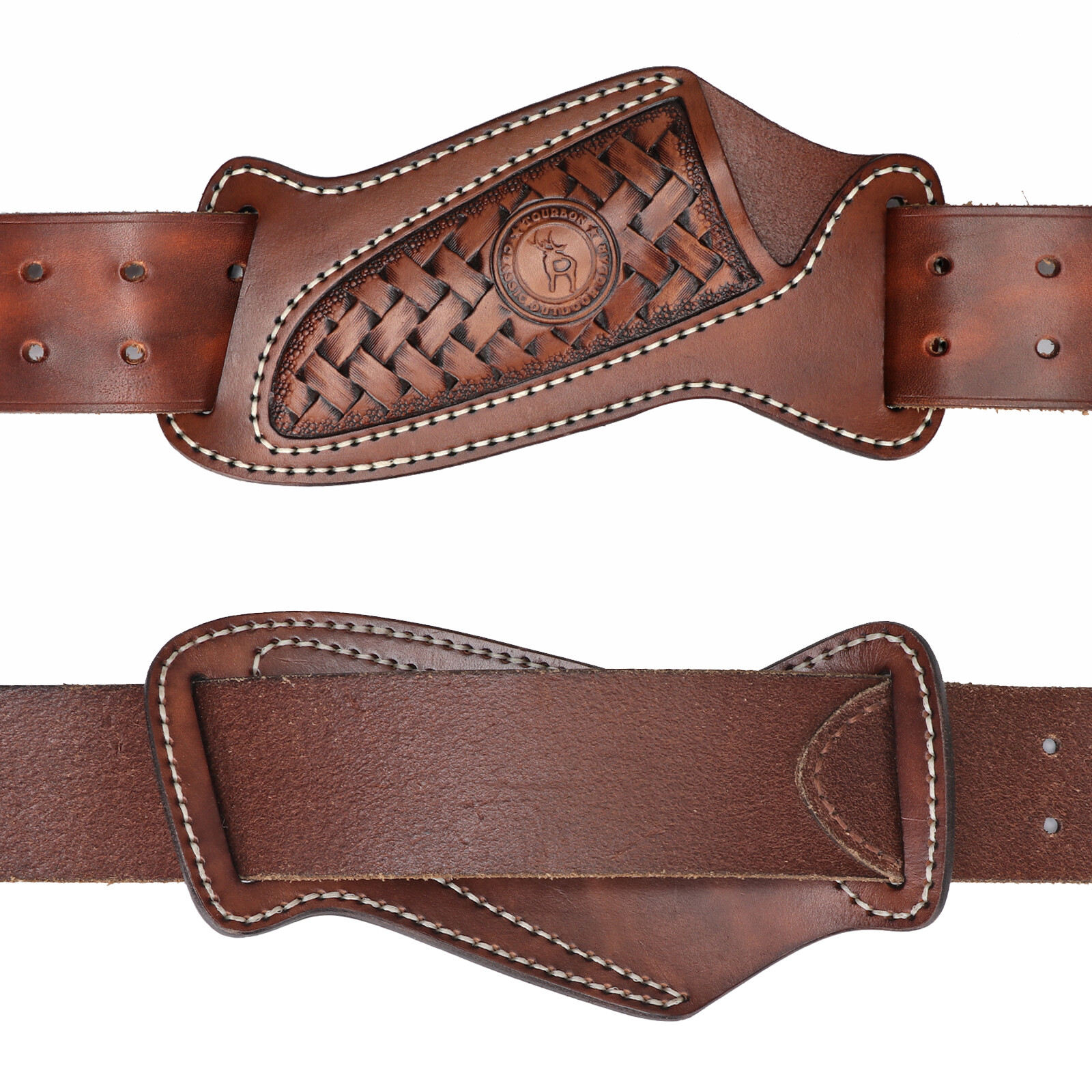 Leather Pancake Design Fixed Blade Knife Sheath Belt Hold Pouch EDC Knives Cover