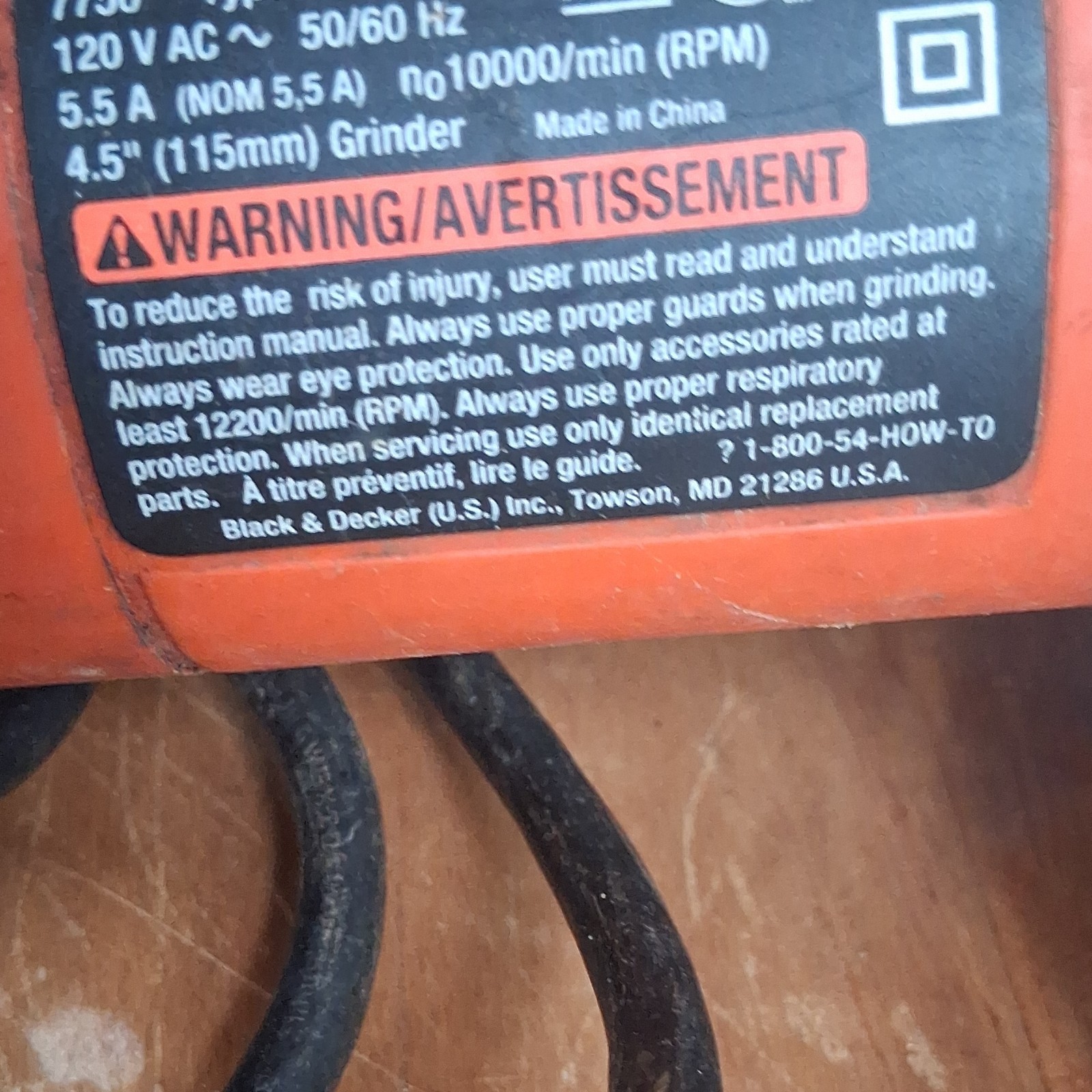 BLACK+DECKER 7750 Angle Grinder 4.5 in (115mm) Corded Electric 120V 701W
