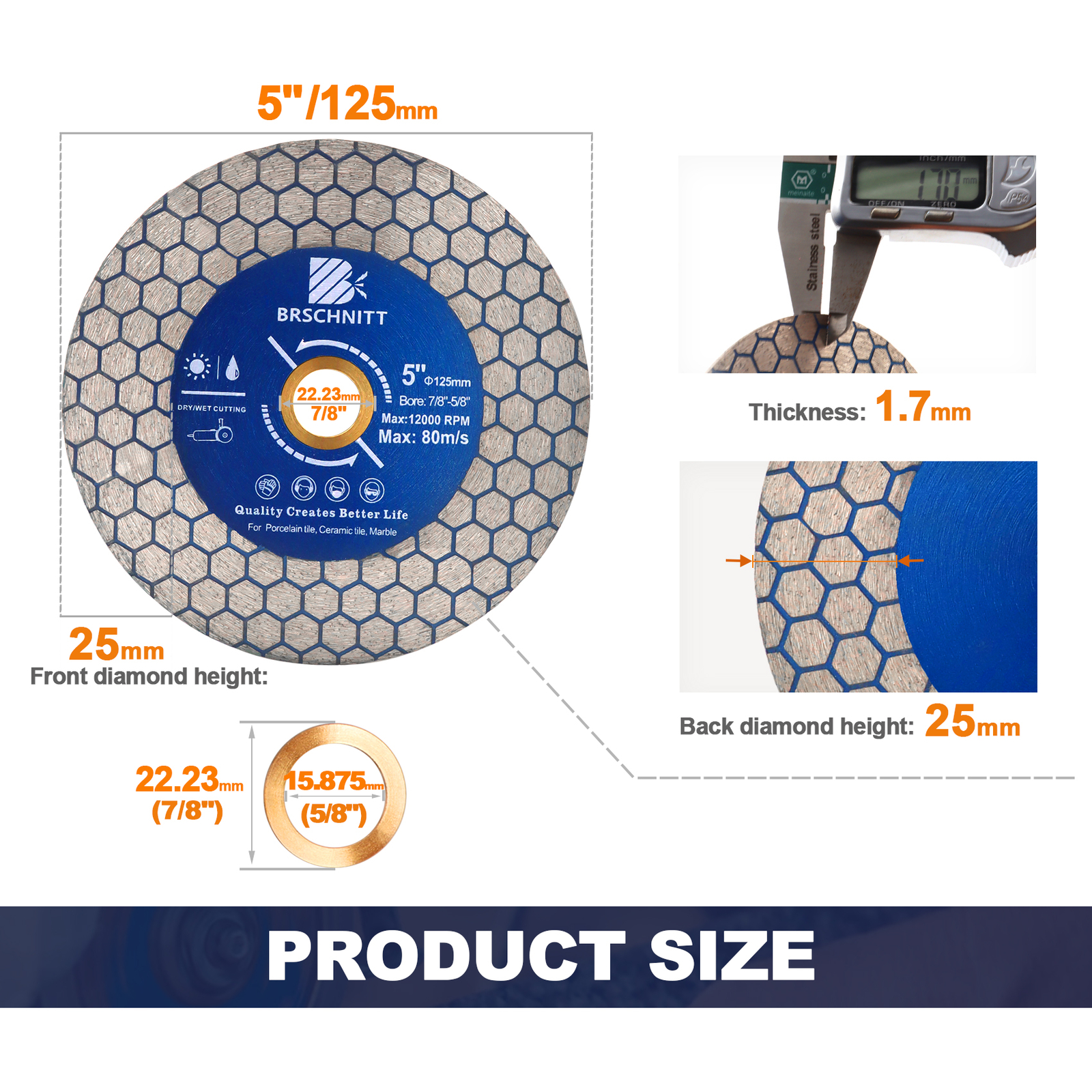 Diamond Tile Grinder Blade Cutting Grinding Disc for Ceramic Porcelain 4.5/5 in