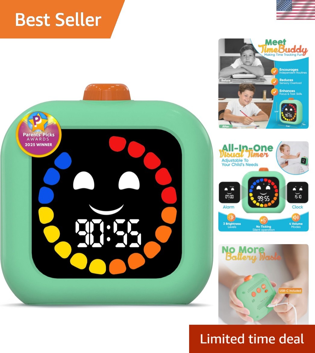 Kids 99-Minute Countdown Timer – Rechargeable Tool for Focus & Independence