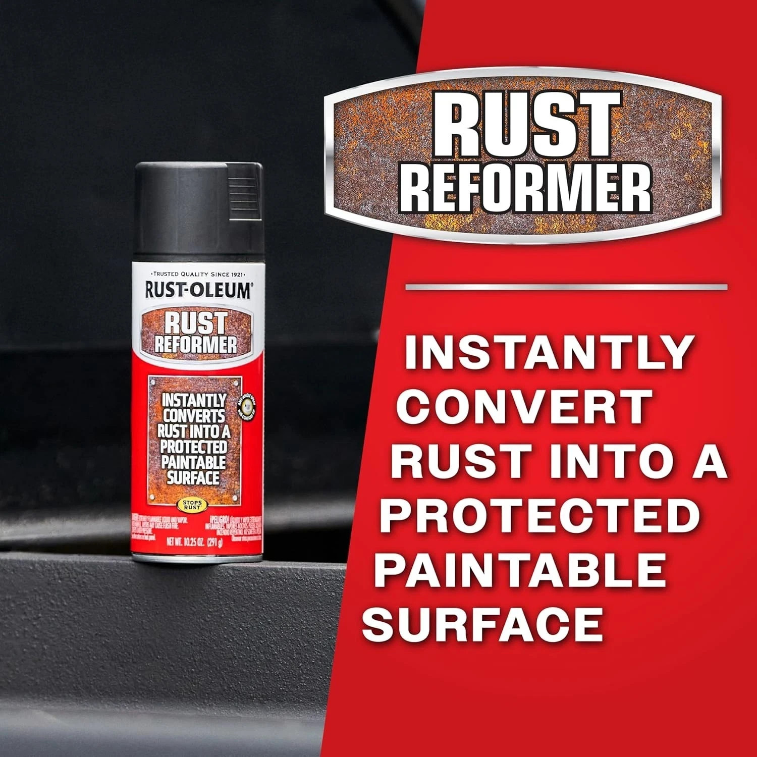 2 pack Rust-Oleum Stops Rust Converter Reformer Spray Flat Black Finish 10.25 oz