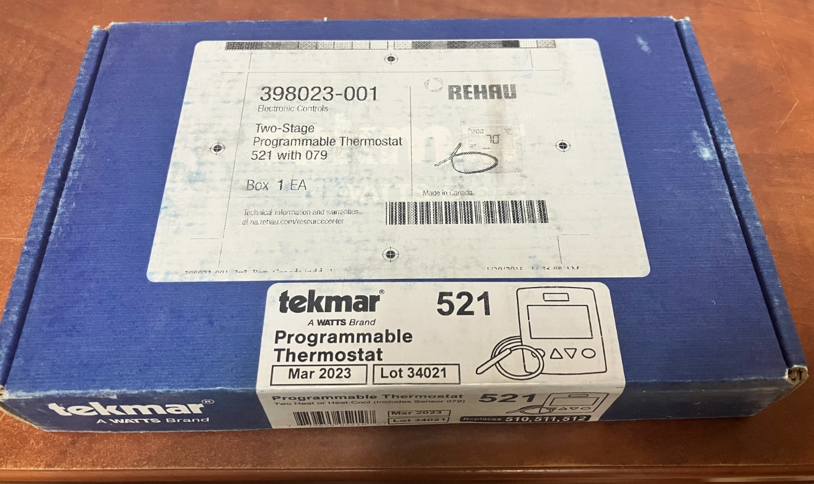 TEKMAR CONTROLS 521 PROGRAMMABLE THERMOSTAT 1 STAGE HEAT PRGM T-STAT 24V