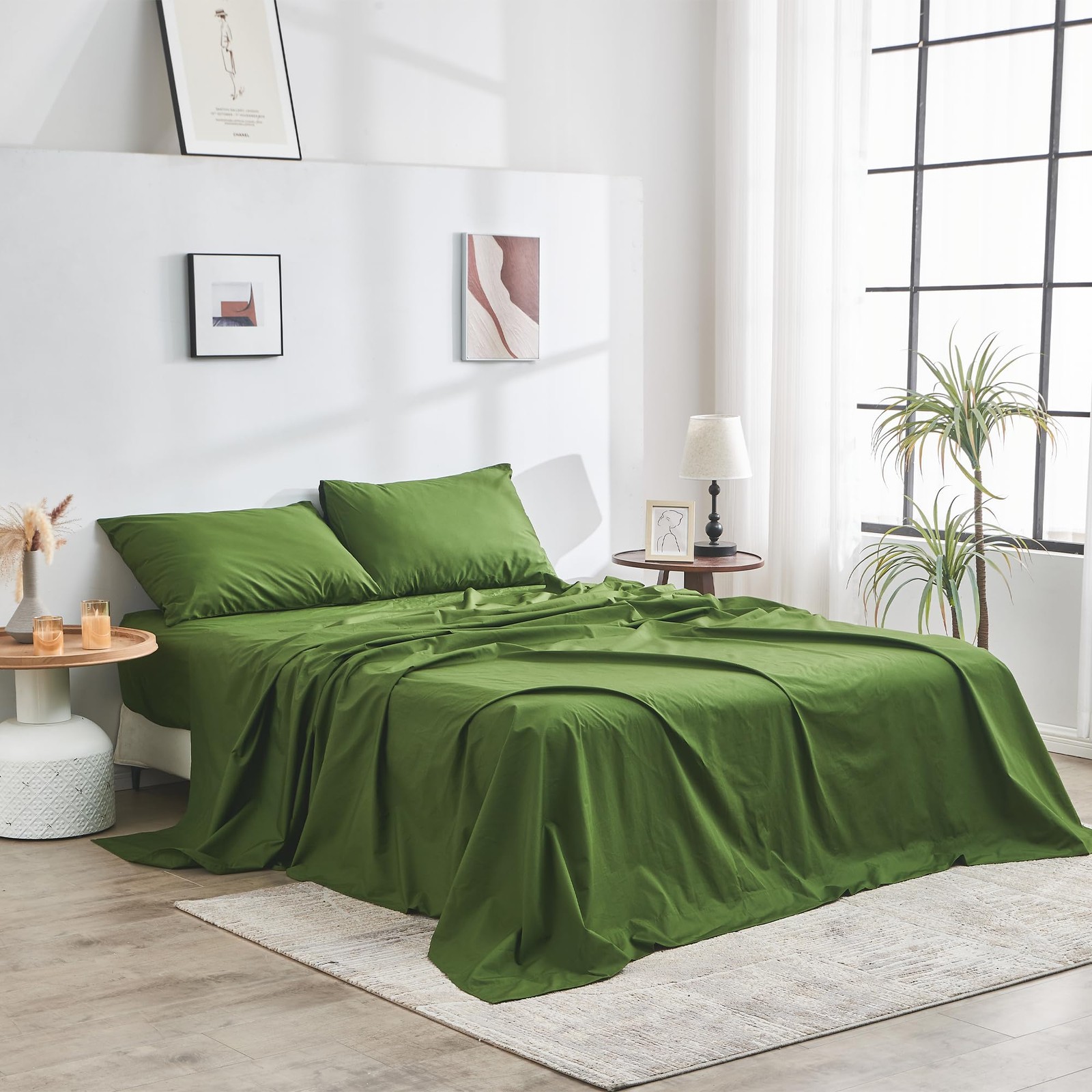 DOZ 100% GOTS Certified Organic Cotton Sheet Set, Crisp Percale Weave, Long S…