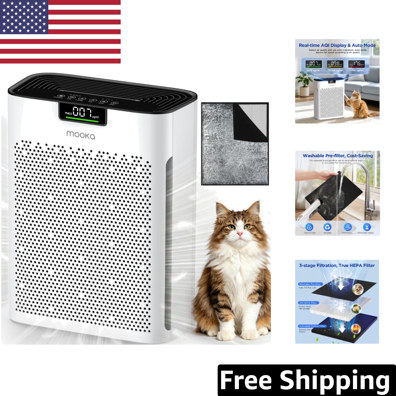 Whisper Quiet Air Purifier – 2200 ft² Coverage with Fragrance Sponge Feature