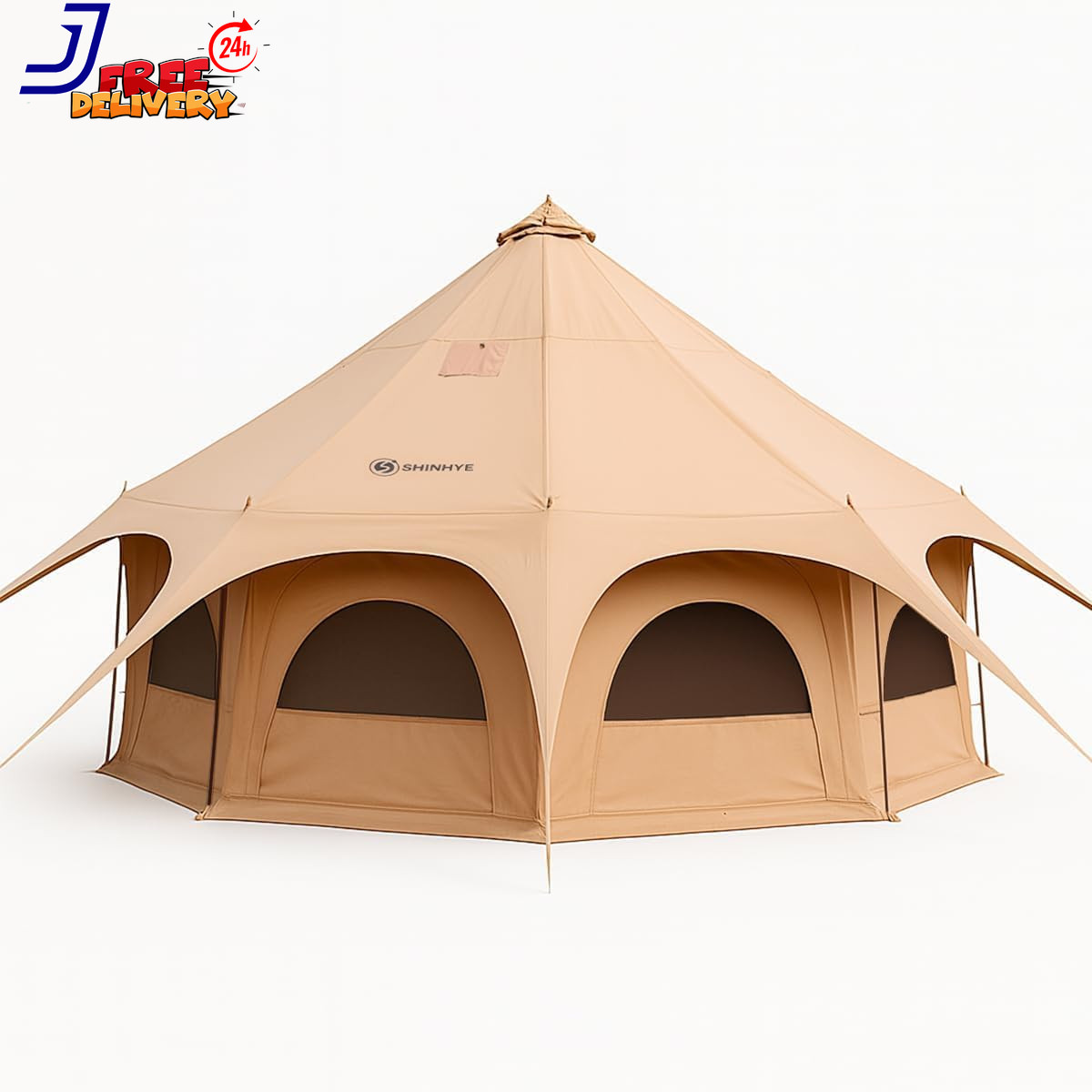 16.4Ft Bell Tent for Glamping & Camping Waterproof Canvas with Stove Jack Remova