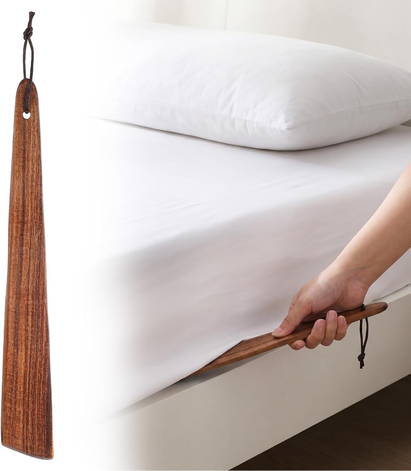 Mattress Lifter Tool for Changing Sheets Bed Skirts, Wooden Bed Sheet Tucker