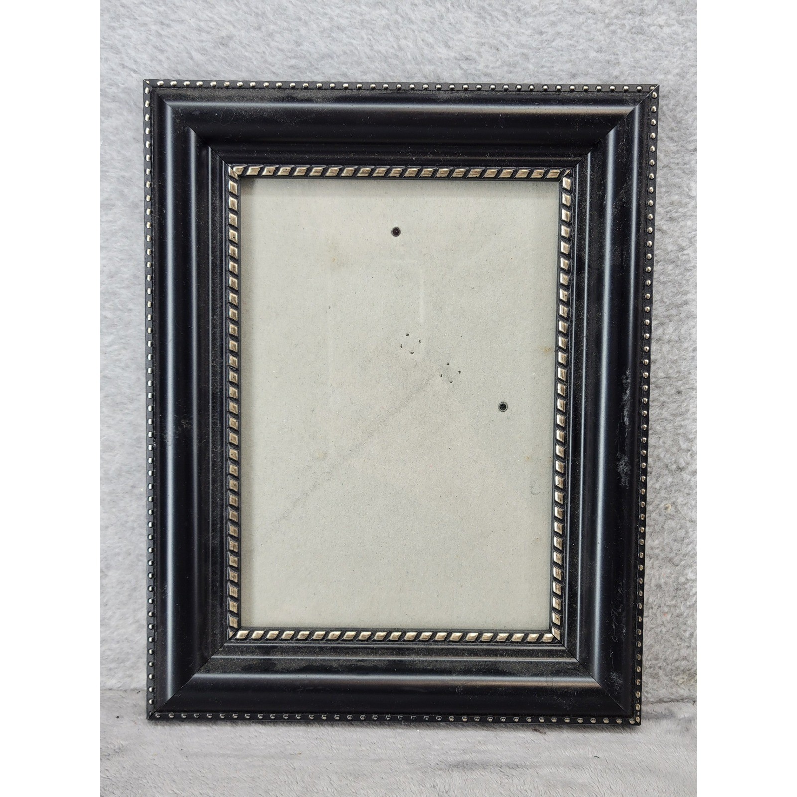 Black Wood Picture Frame Beaded Silver Trim 5×7 Photo Tabletop Wall Mount