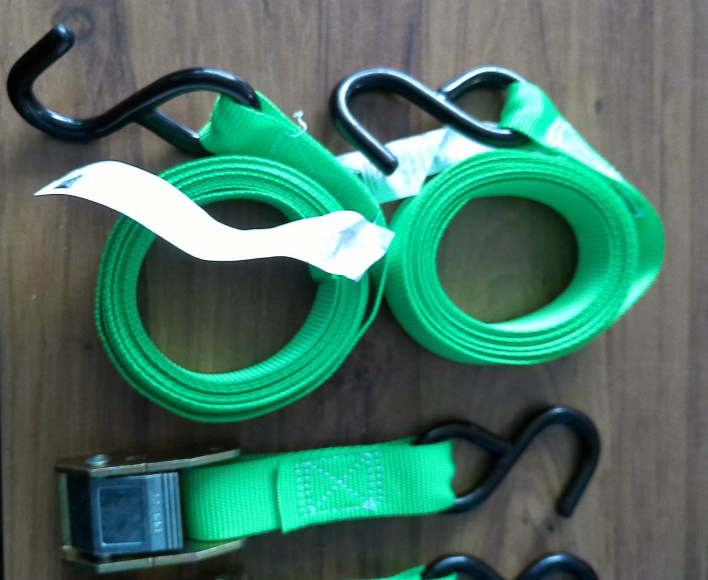 4 New 10′ Green Cambuckle Tie Down Straps, 300 Lb. Safe Work Load, 900lb Break