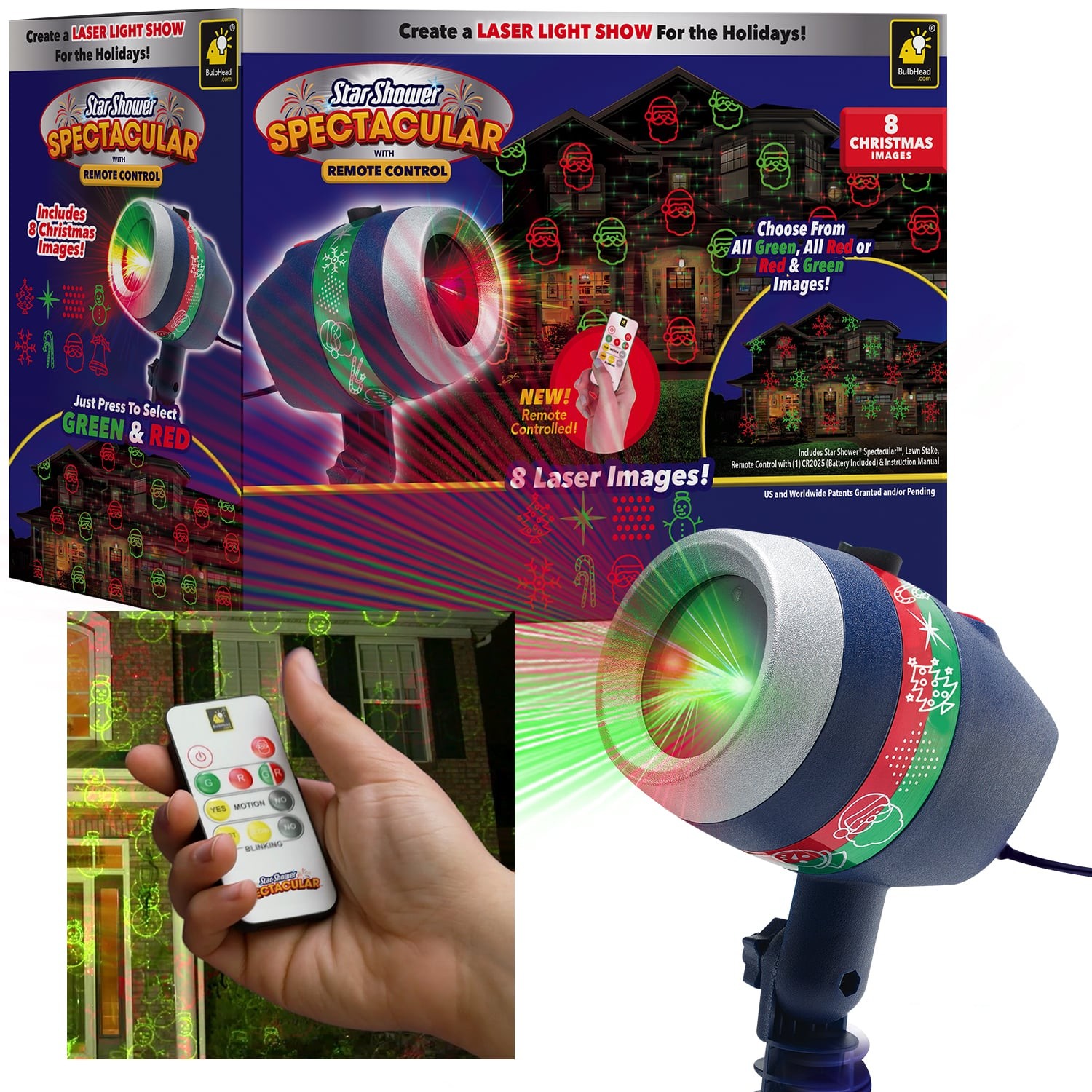 Star Shower Spectacular Christmas Light Show w Remote, AS-SEEN-ON-TV, 8 Holiday