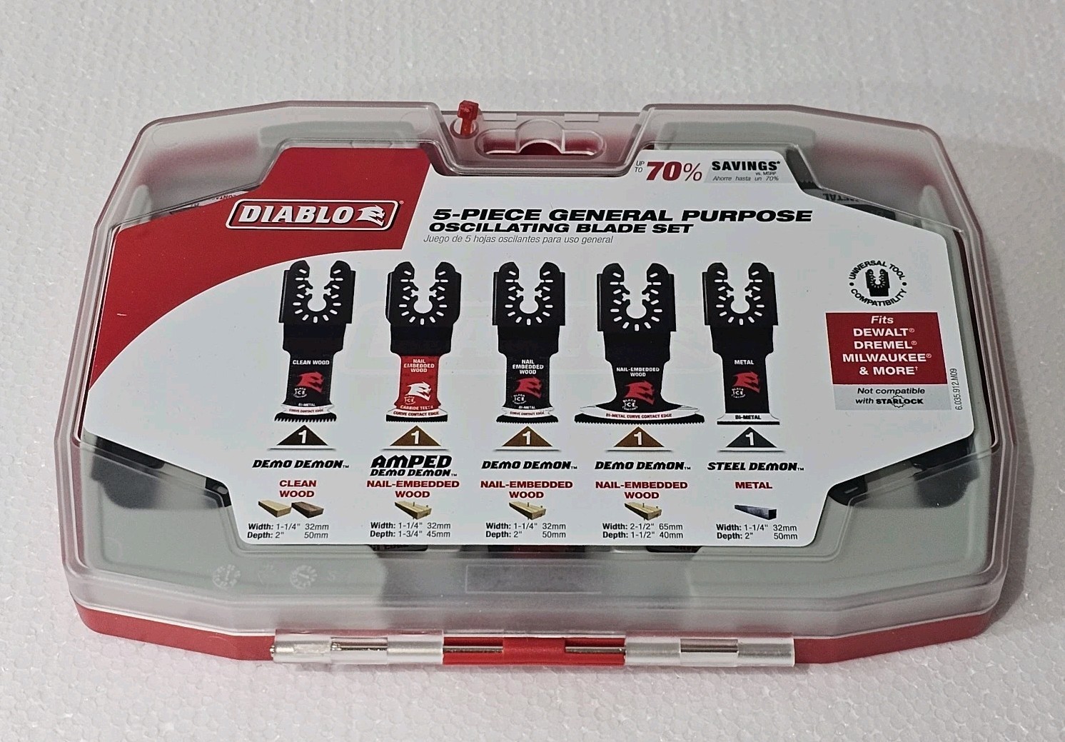 NEW In Case Diablo Universal Fit Wood and Metal Oscillating Blade Set (5pc) Seal