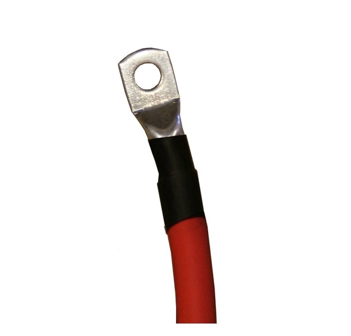 2 AWG 2 Gauge Single Red 7 feet w/ 3/8″ Lugs Pure Copper Battery Inverter Cables
