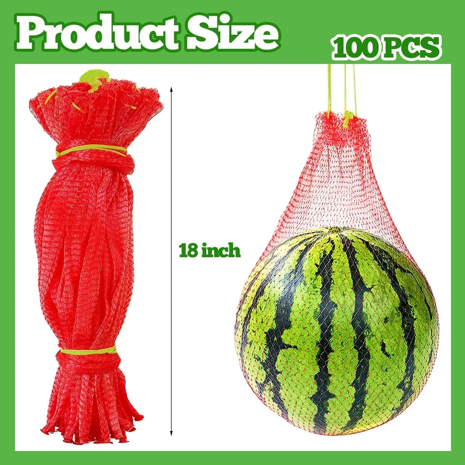 100 Pcs Melon Hammocks Watermelon Net Bags Vegetabel Fruit Mesh Bags for Pumpkin