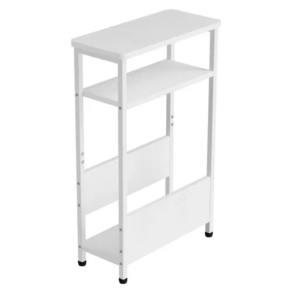 White 15.4 In. X 24 In. Wood Freestanding Magazine Rack