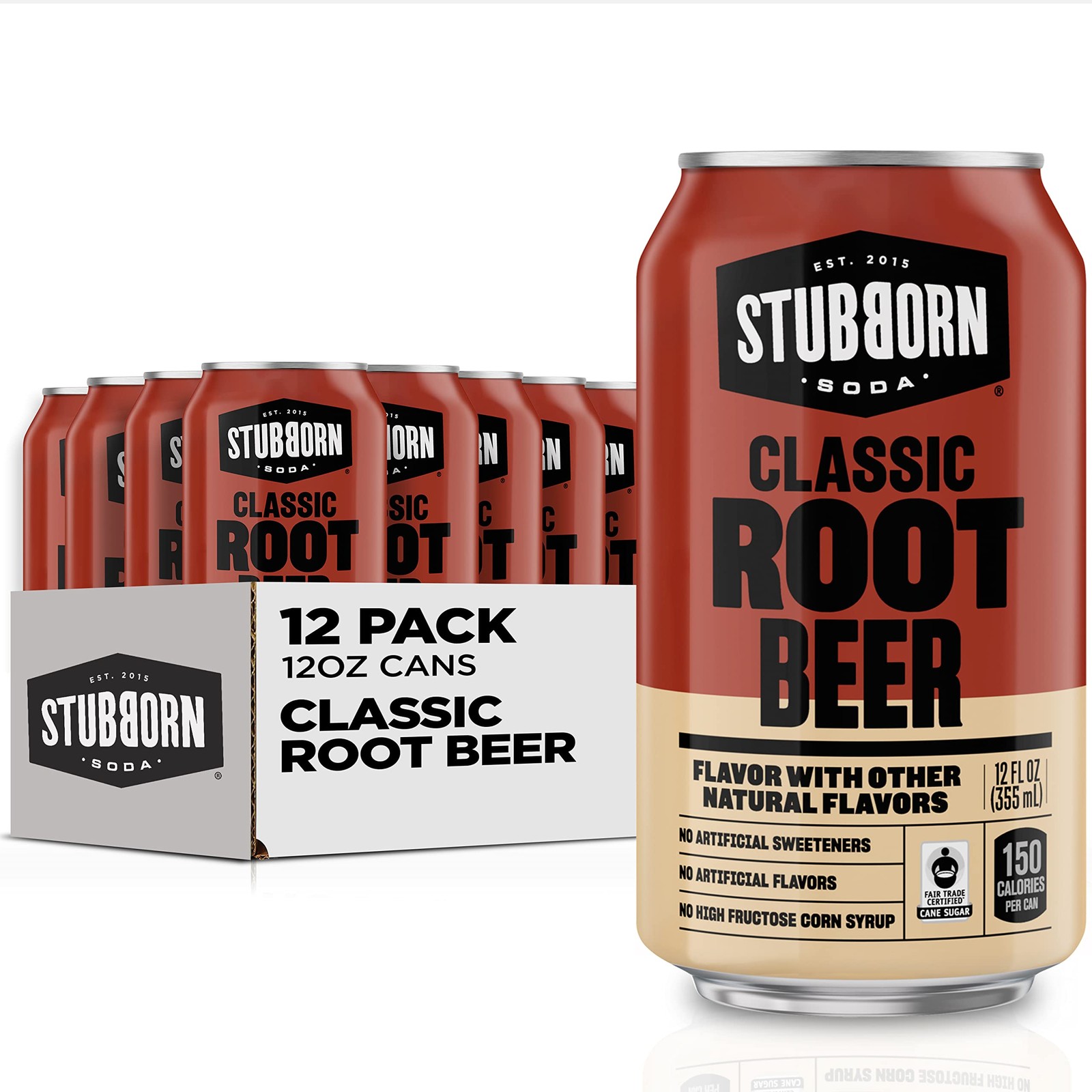 Classic Root Beer Soda 12 Pack 12 fl oz Cans Cane Sugar No Artificial Colors