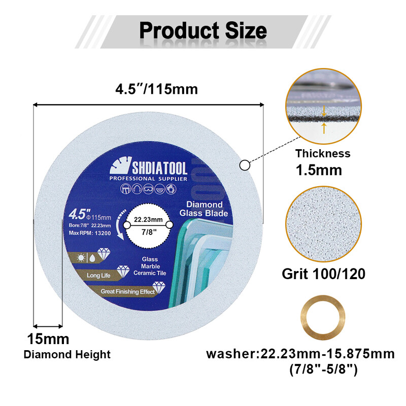 Diamond Glass Cutting Grinding Disc Wheel 2pcs 3-5in Saw Blade for Ceramic Tile