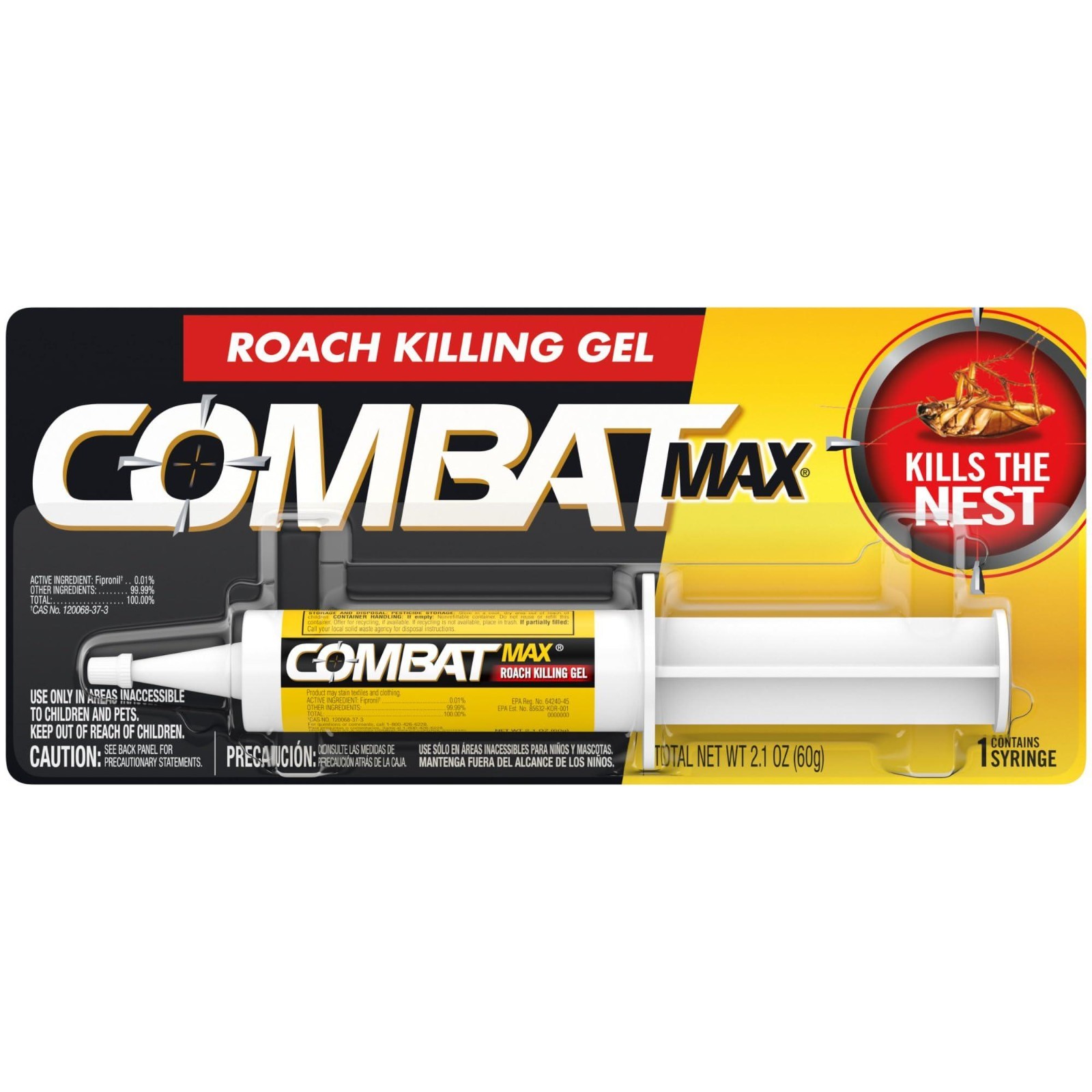 Combat Max Roach Killing Gel 2.1 oz Syringe – Indoor & Outdoor Cockroach Control