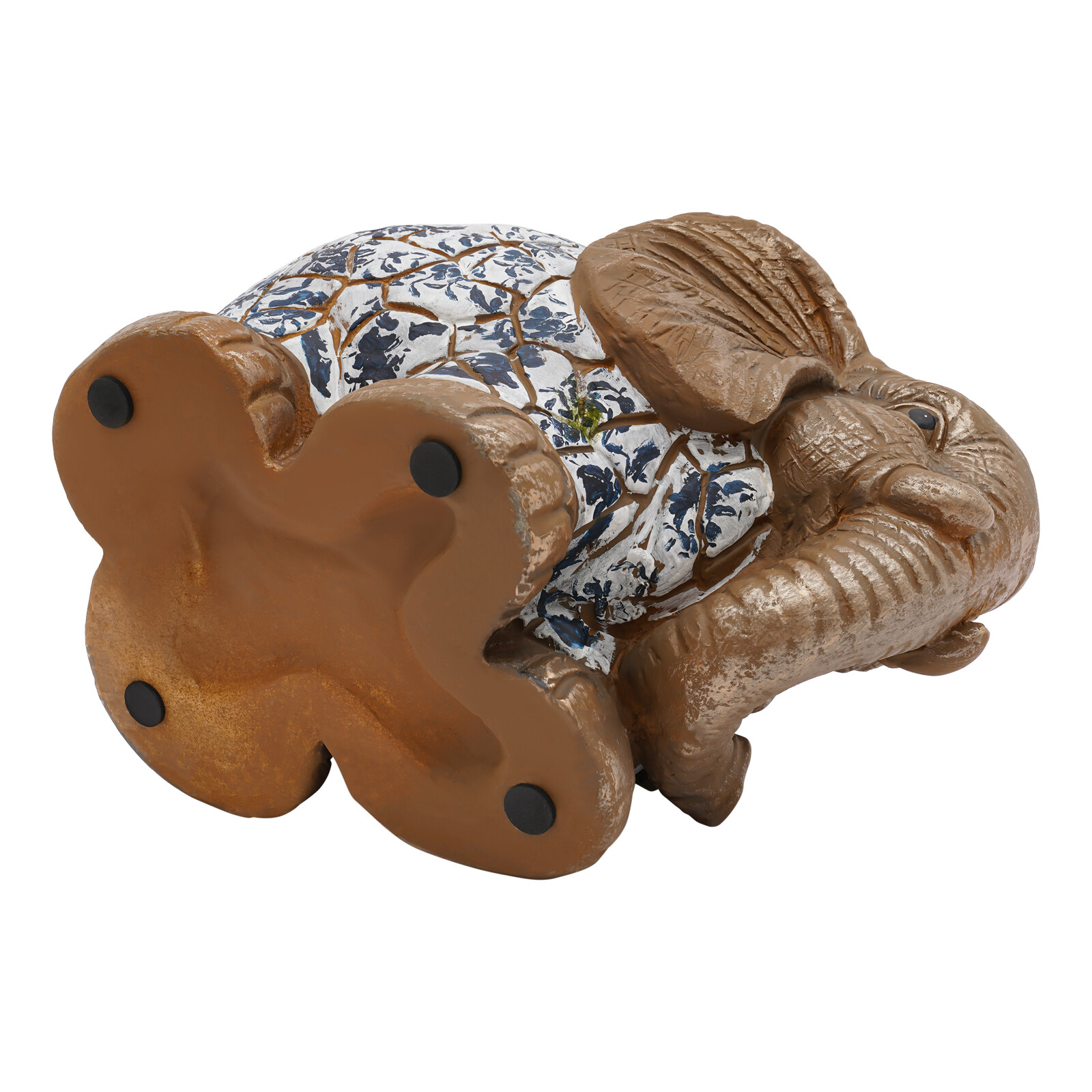 Brown Elephant Ceramic Garden Stool Trunk Up Side Table Glossy Accent 9.06in H
